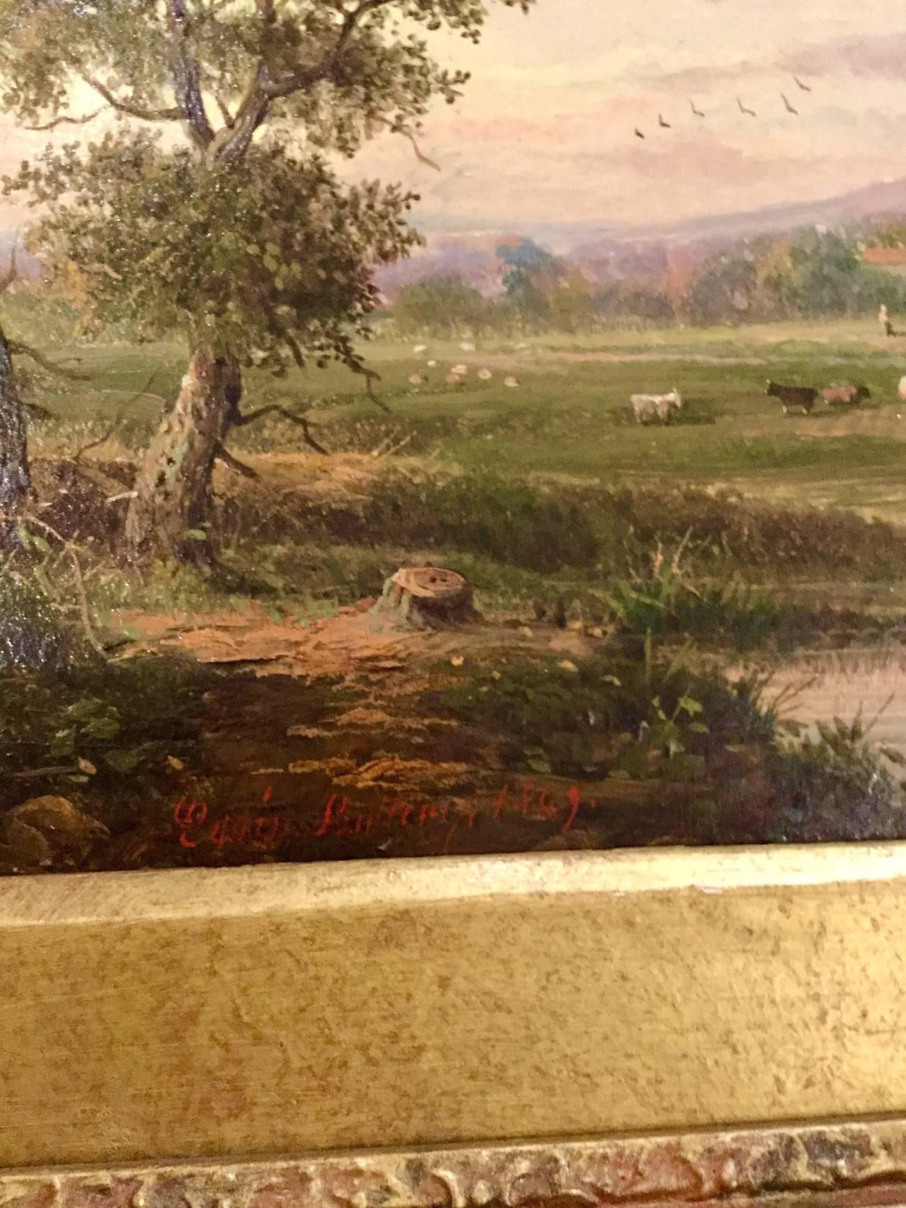 Paysage de rivière anglais victorien du 19ème siècle par Edwin Buttery en vente 6