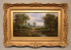 Antique Oil Painting by Edwin Buttery "The Path between the Villages" 