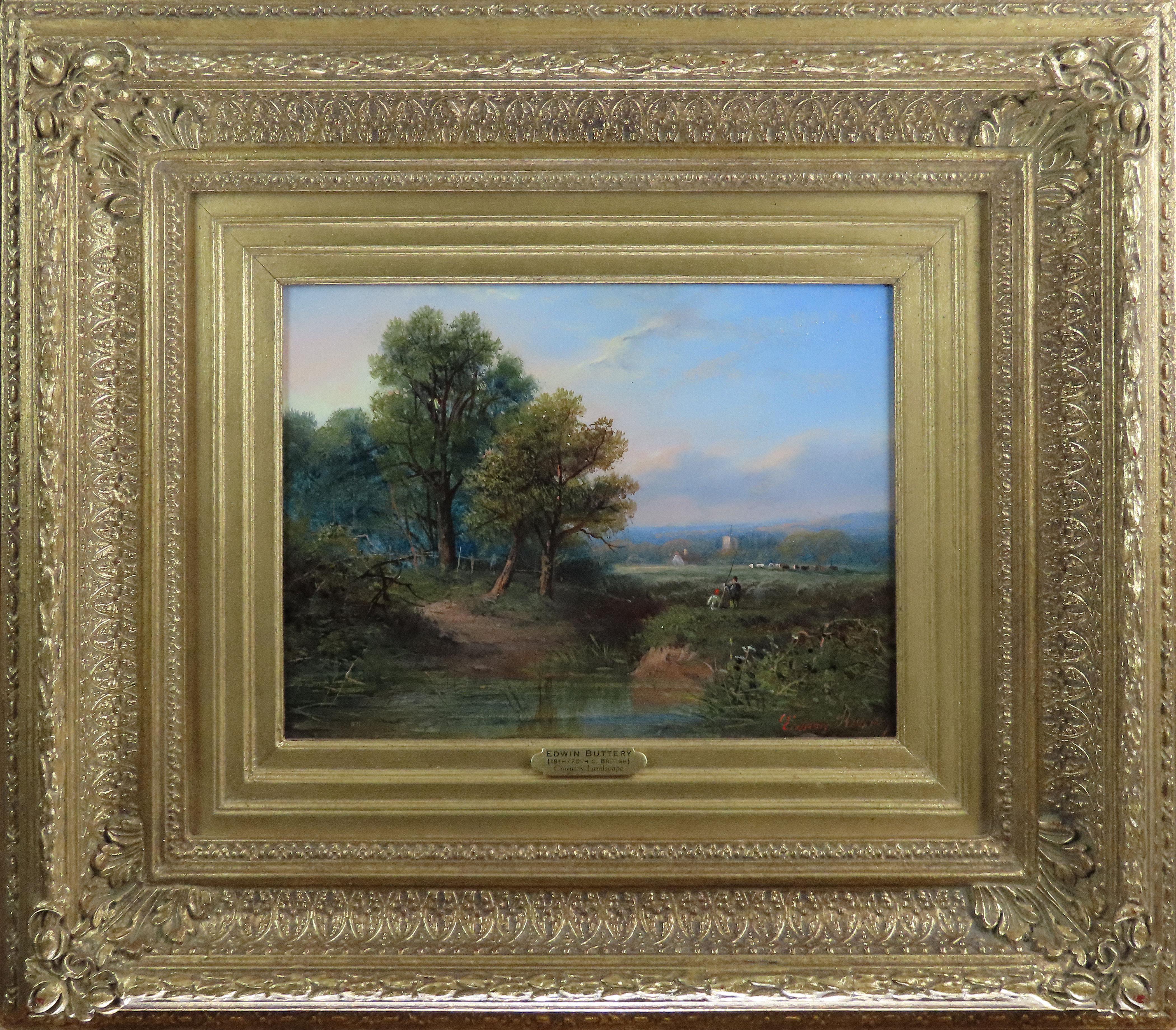Oil Painting Pair by Edwin Buttery "Morning and Evening"