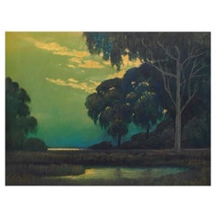 Edwin C. Siegfried (Am. 1889 - 1955) Pastel On Paper Titled “Moonlit Marsh”