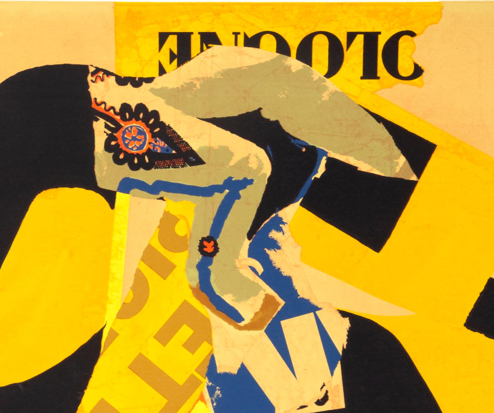 Eye of the Peacock, Kubistischer abstrakter Seidendruck von David Porter – Print von edwin david porter