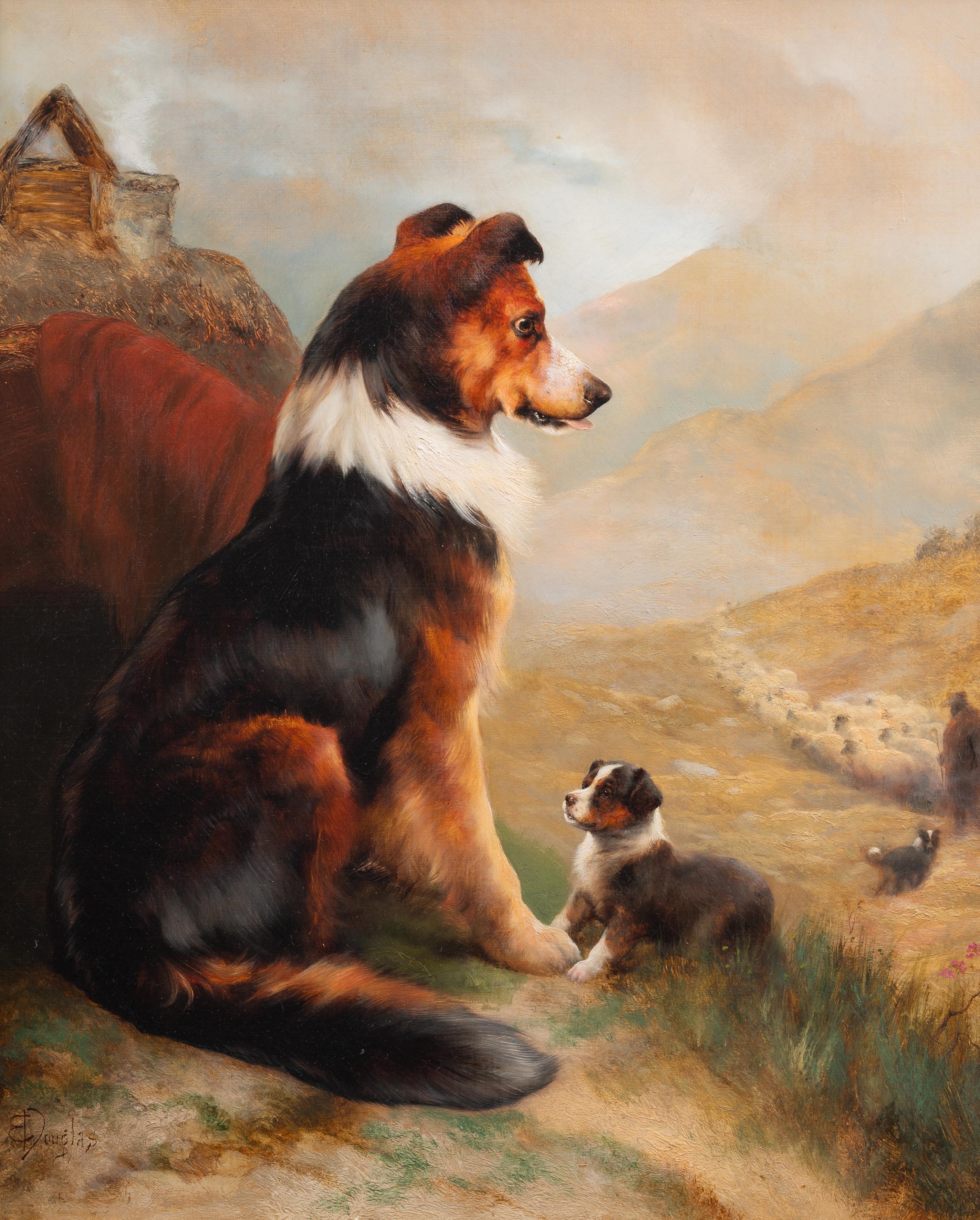 Bewachung der Herde – Painting von Edwin Douglas