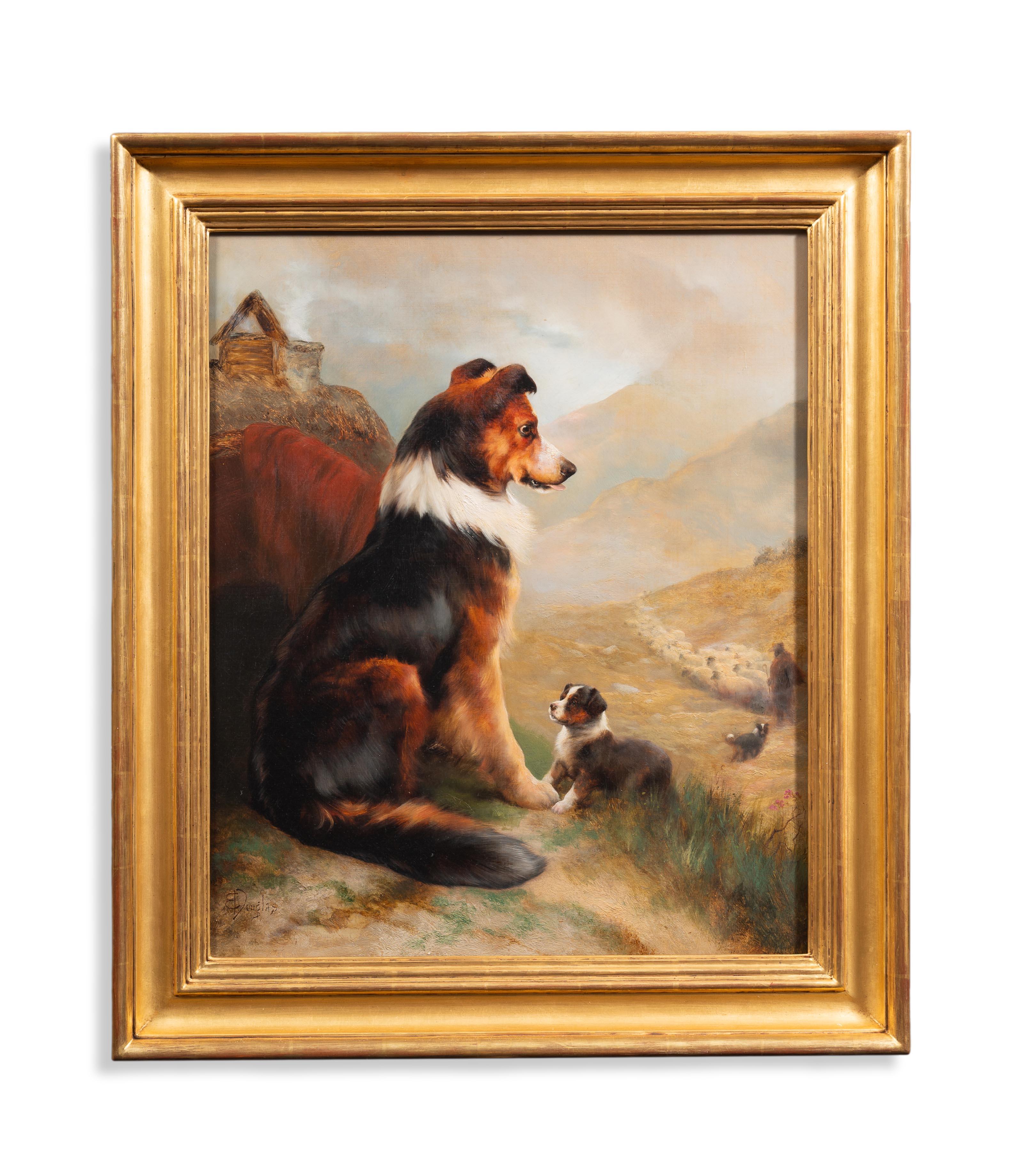 Edwin Douglas Animal Painting – Bewachung der Herde