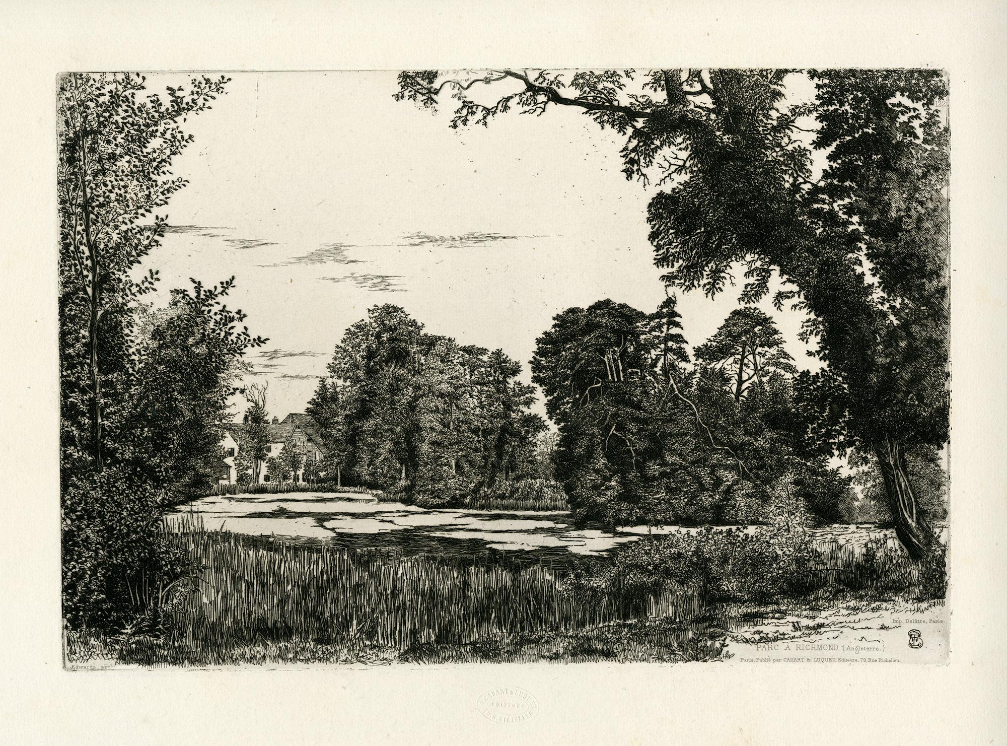 Parc à Richmond; Eaux-fortes modernes - Print by Edwin Edwards
