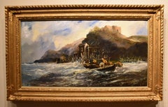Antique Oil Painting by Edwin Ellis "Salvaging"