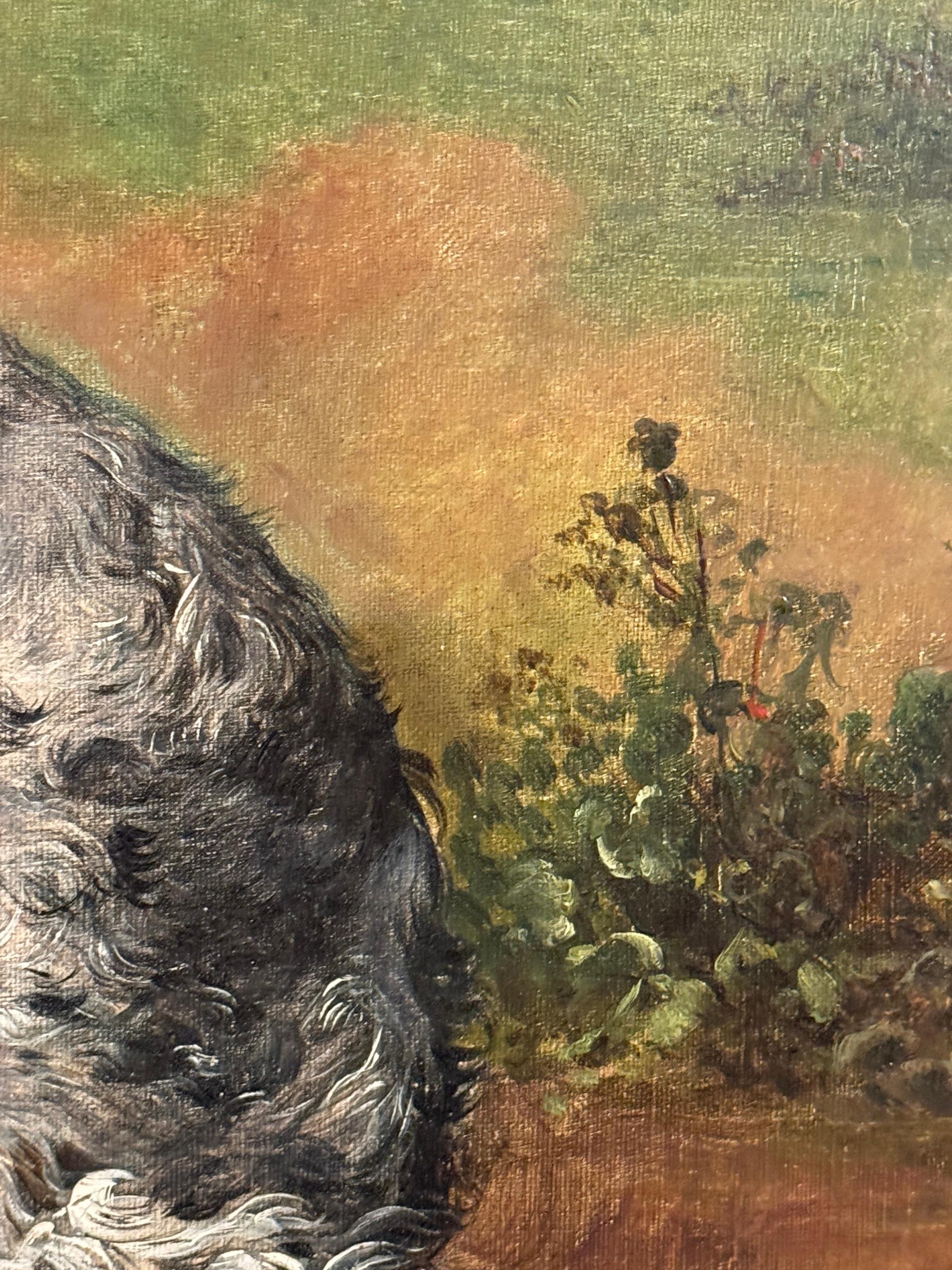 Ritratto di cane inglese del XIX secolo, Spaniel con uccello da caccia in un paesaggio in vendita 3