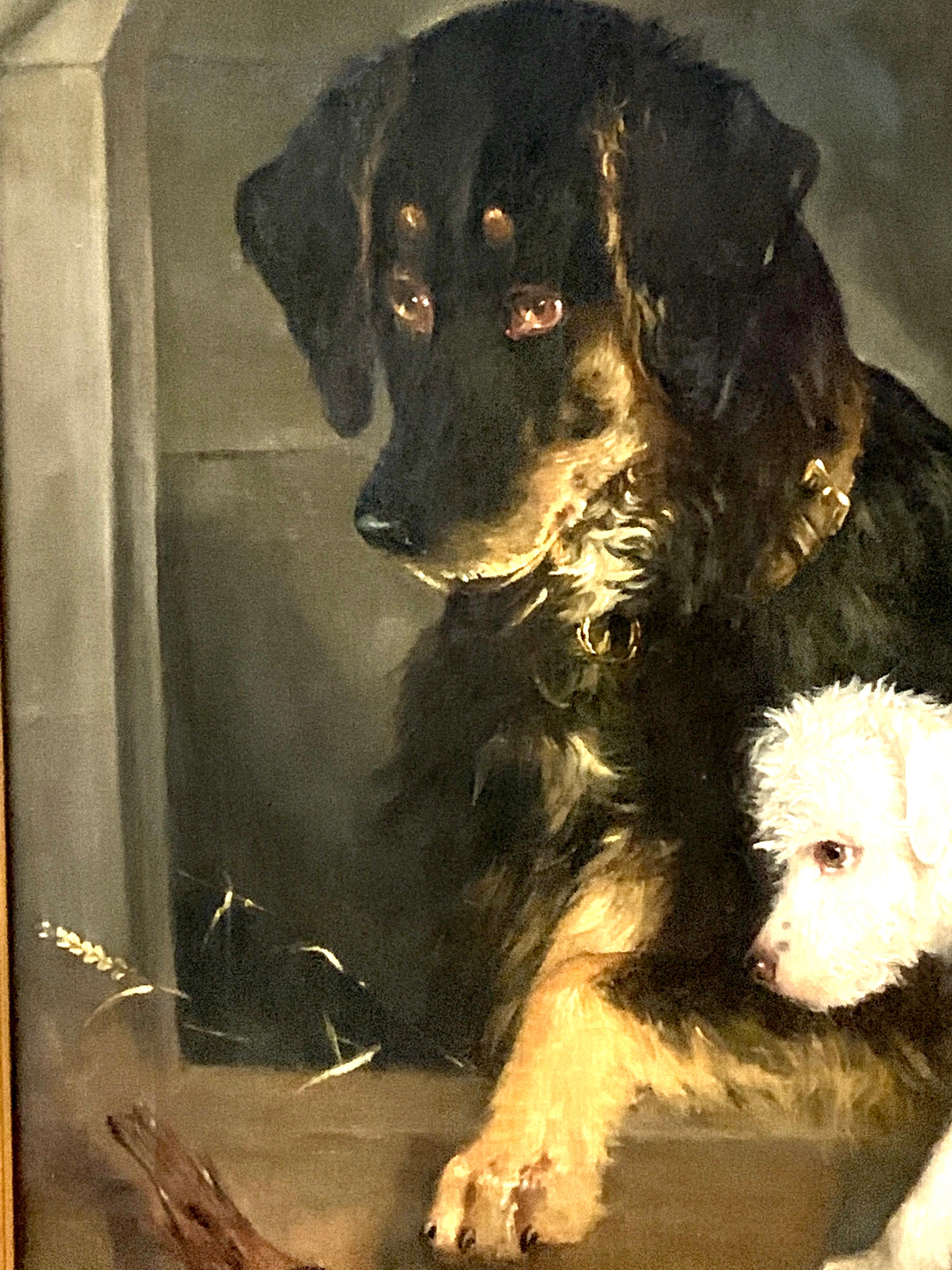 Just a Tit-Bit, English Victorian 19th century portrait of a dog and puppy 4