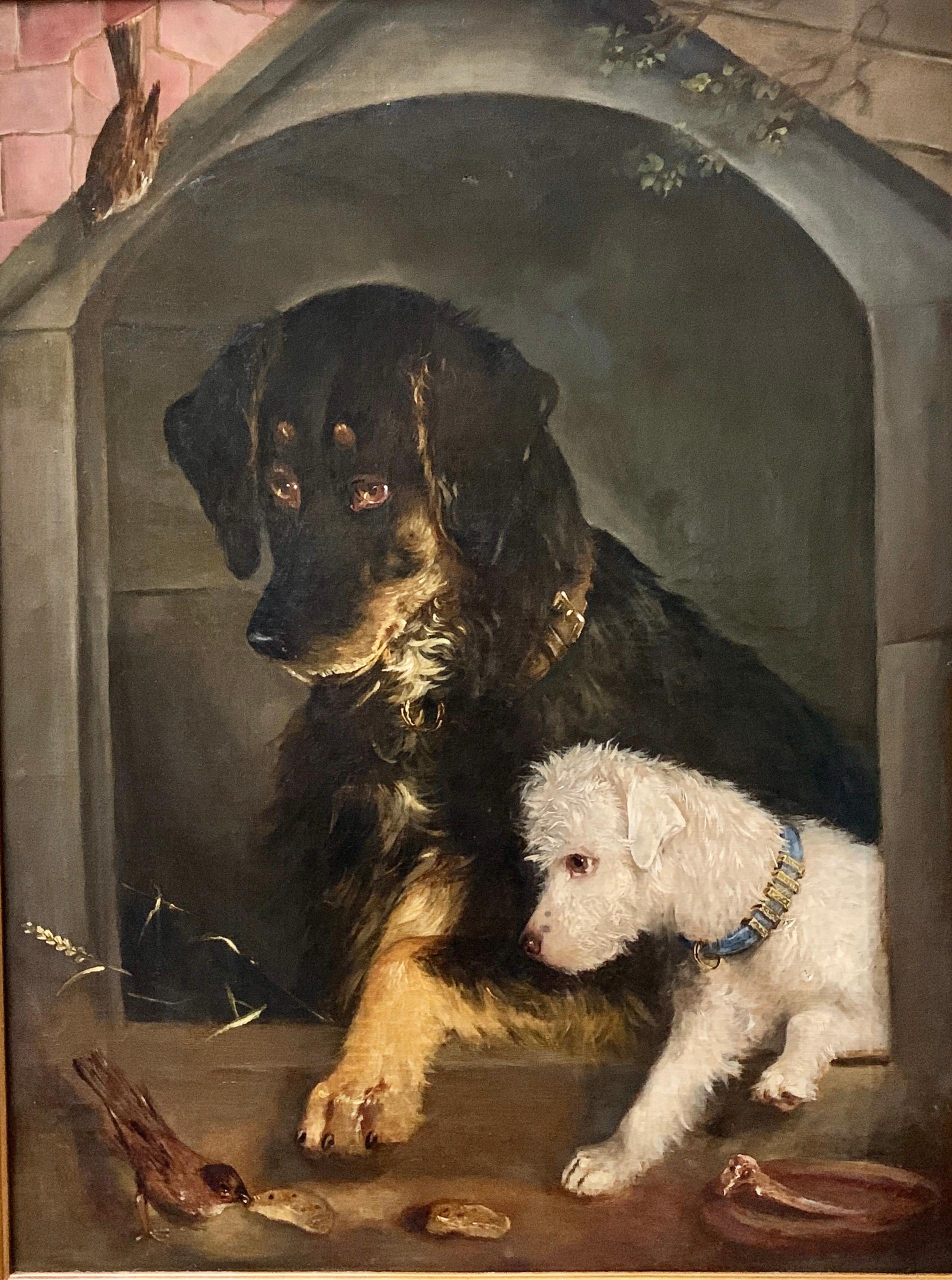 Just a Tit-Bit, English Victorian 19th century portrait of a dog and puppy 5
