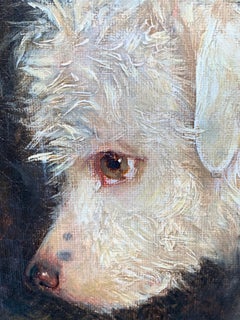 Just a Tit-Bit, English Victorian 19th century portrait of a dog and puppy