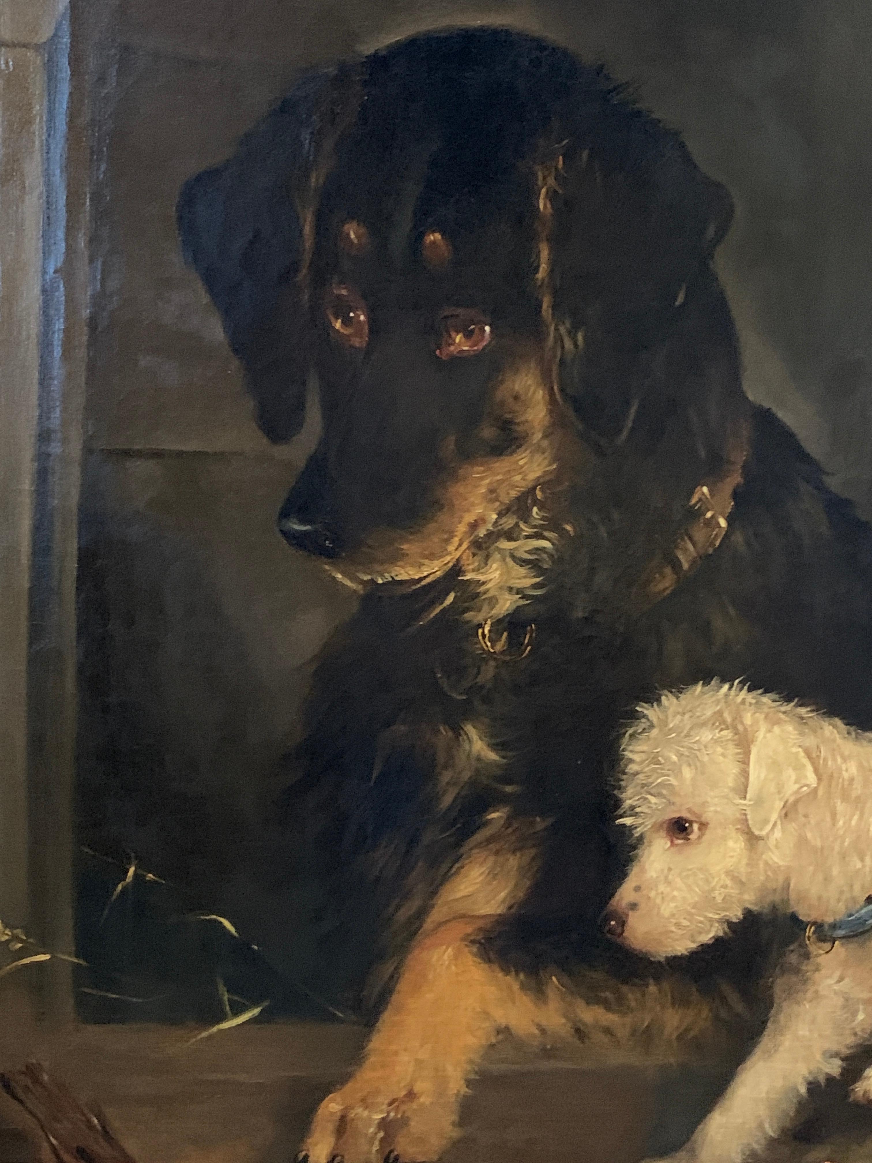 Just a Tit-Bit, English Victorian 19th century portrait of a dog and puppy 2