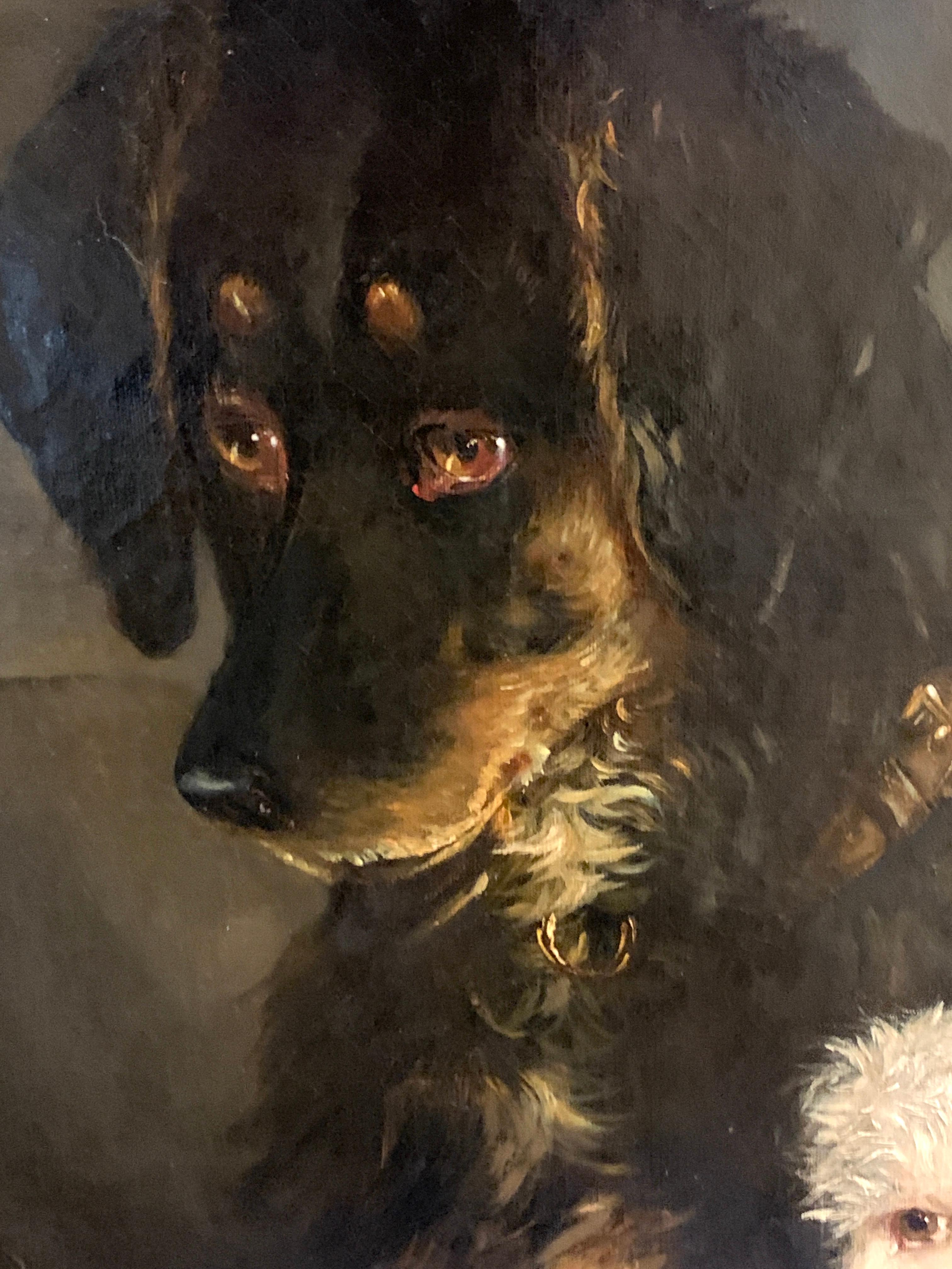 Just a Tit-Bit, English Victorian 19th century portrait of a dog and puppy 3