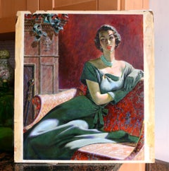 Porträt einer Frau, Frauenzeitschrift Illustration Mitte des Jahrhunderts