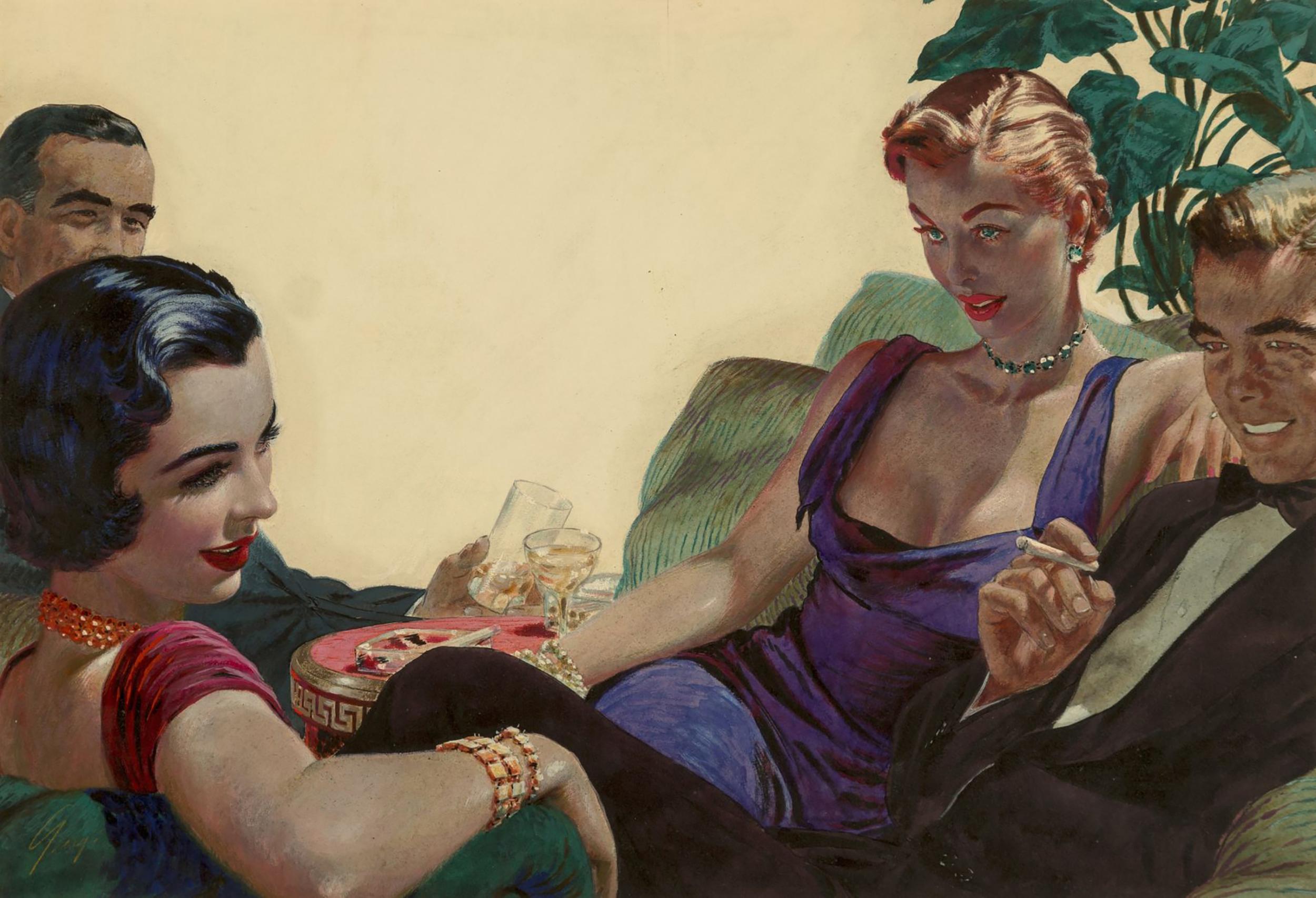 Figurative Painting de Edwin Georgi - La Hora Social