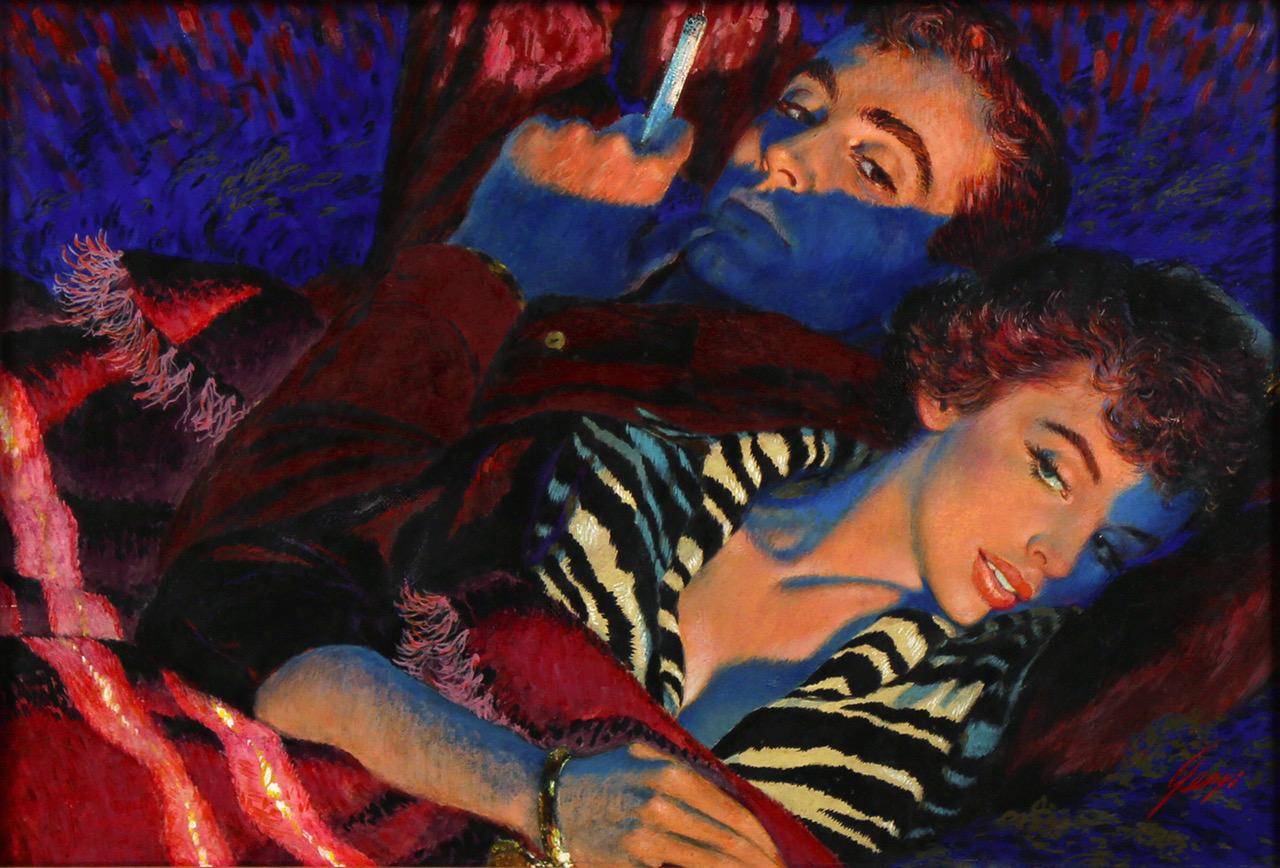 Edwin Georgi Figurative Painting - Two On A Match