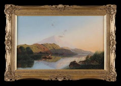 Fishing in the Evening. Oil painting on canvas by Edwin Boddington