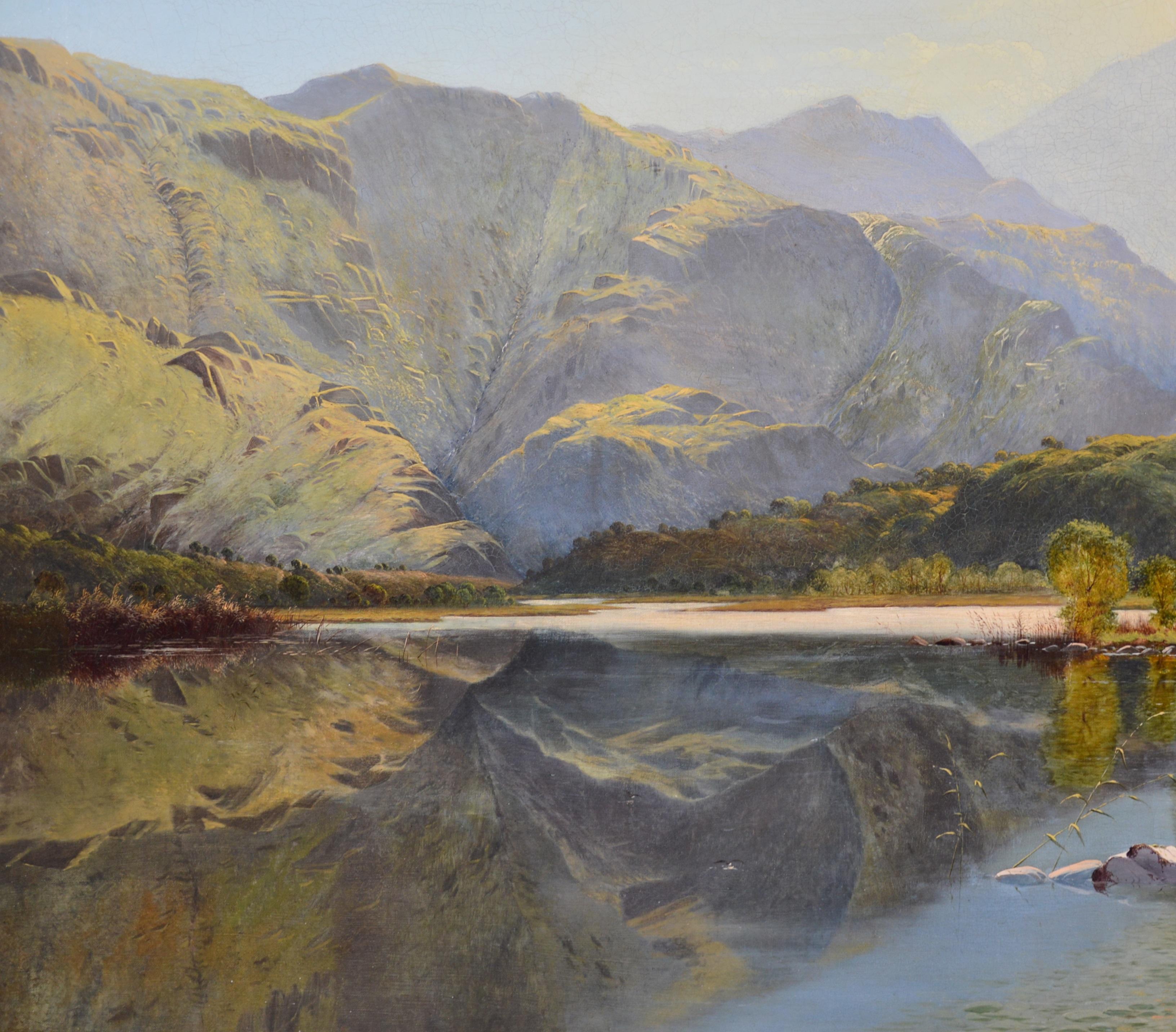 Morning in North Wales - V Large 19th Century Exhibition Landscape Oil Painting - Brown Animal Painting by Edwin H Boddington