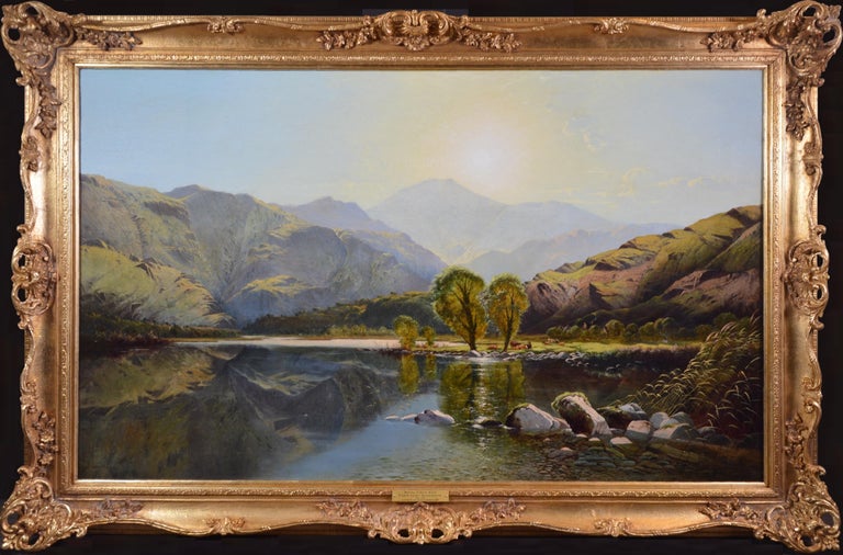‘Morning in North Wales’ by Edwin Henry Boddington (1836-1905). This large fine 19th century oil painting is signed by the artist and dated 1867, in which year it was exhibited at the Royal Society of British Artists in London. The painting hangs in