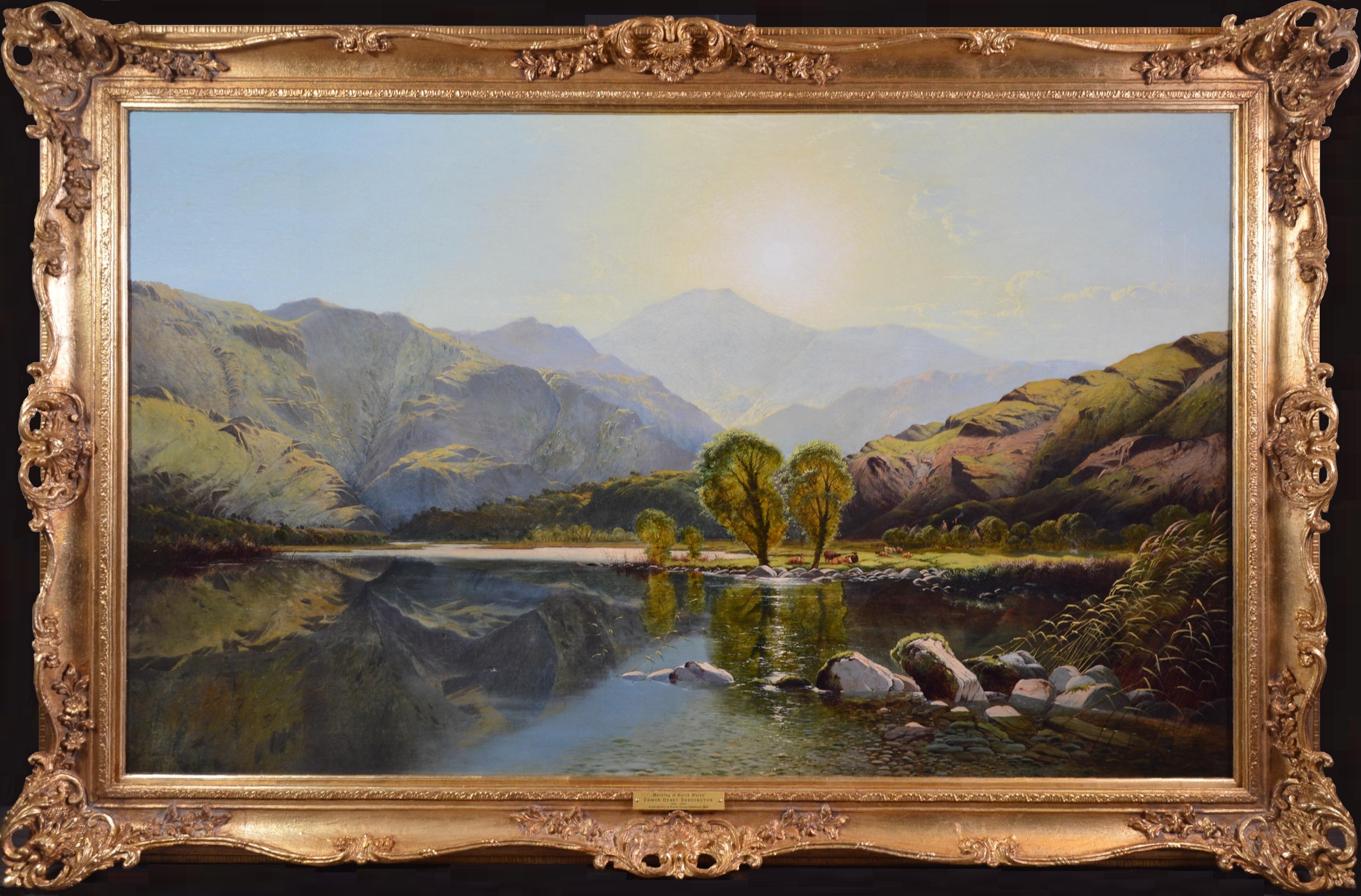 L'alba nel Galles del Nord - Grande dipinto ad olio di paesaggio da esposizione del XIX secolo - Painting di Edwin H Boddington