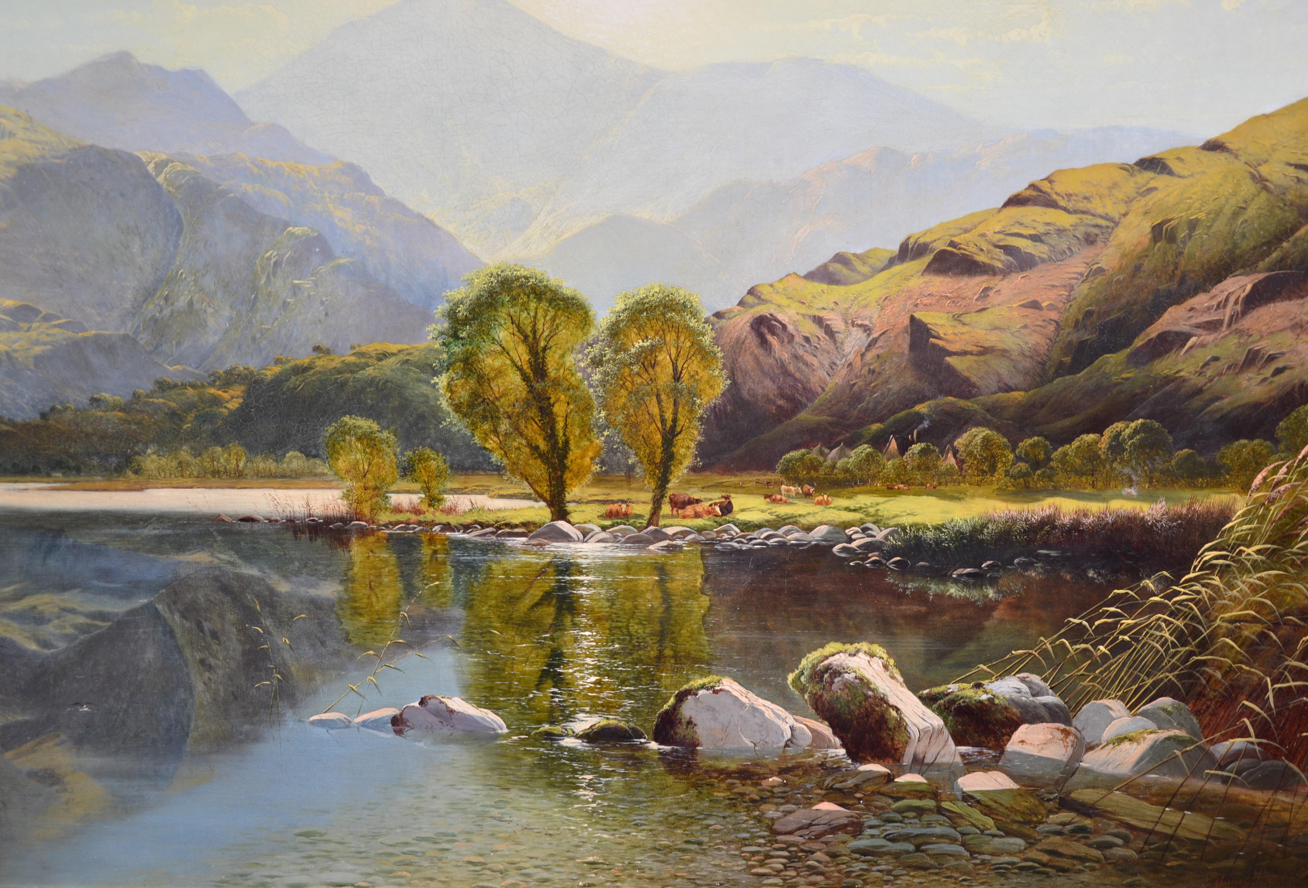 Sunrise in North Wales - Large 19th Century Exhibition Landscape Oil Painting For Sale 4