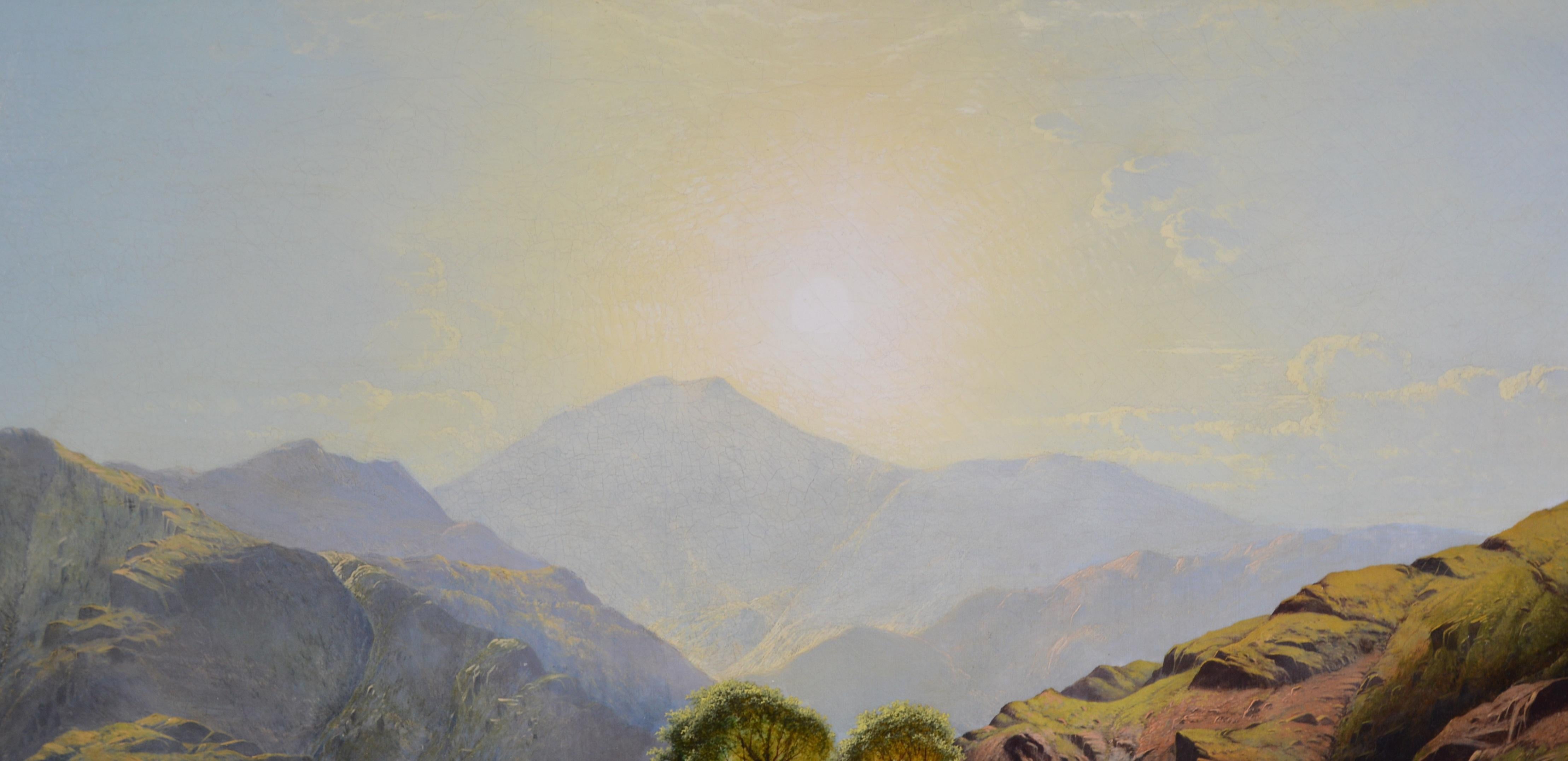Sunrise in North Wales - Large 19th Century Exhibition Landscape Oil Painting For Sale 5