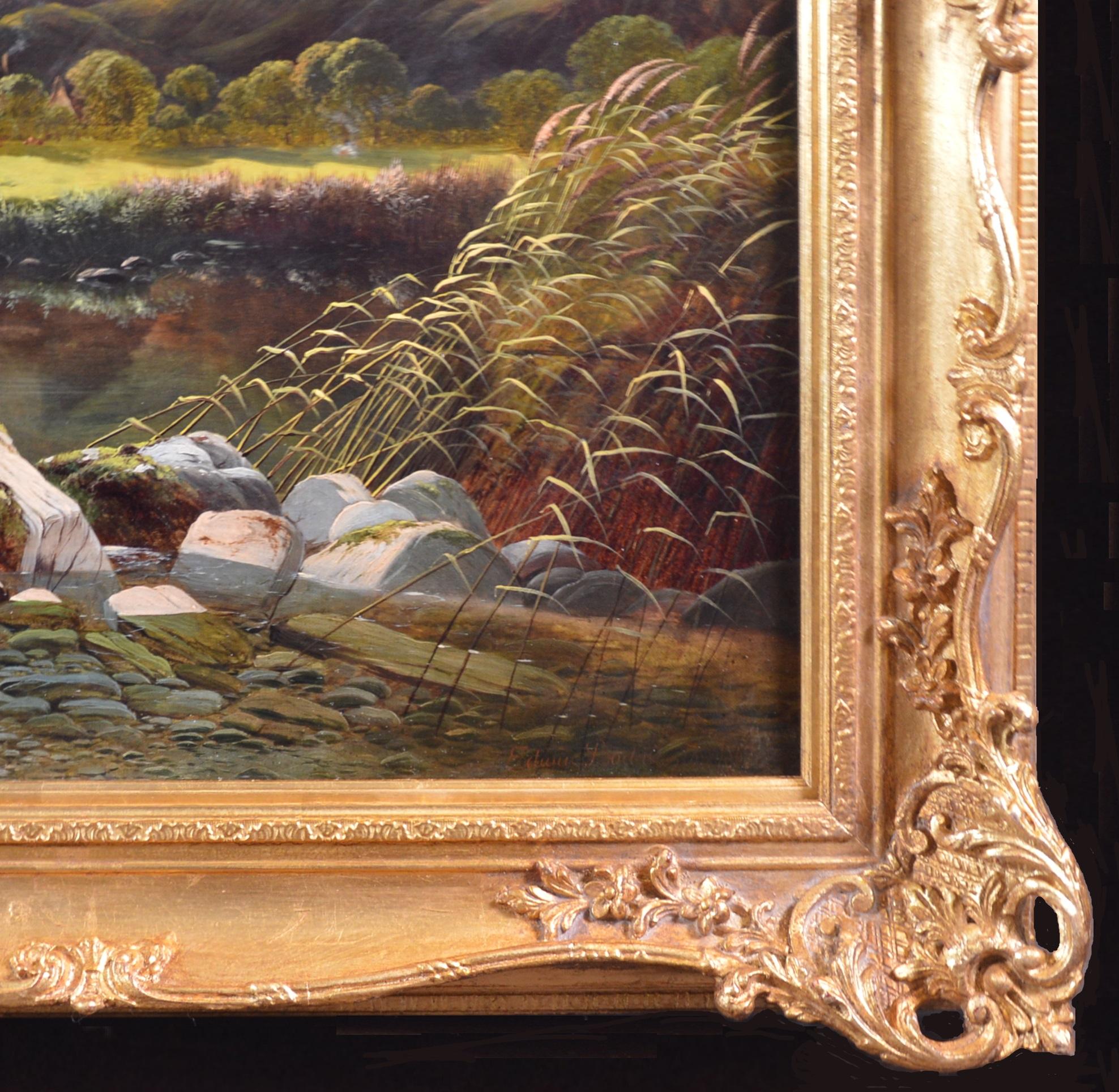 Sunrise in North Wales - Large 19th Century Oil Painting Exhibition Landscape For Sale 8
