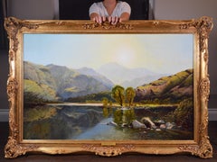 Antique Sunrise in North Wales - Large 19th Century Oil Painting Exhibition Landscape