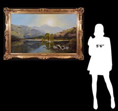 Sunrise North Wales - Large 19th Century Oil Painting Landscape Exhibition 1867