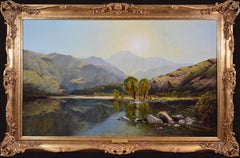 Alba nel nord del Galles - Pittura ad olio di paesaggio da esposizione molto grande del XIX secolo