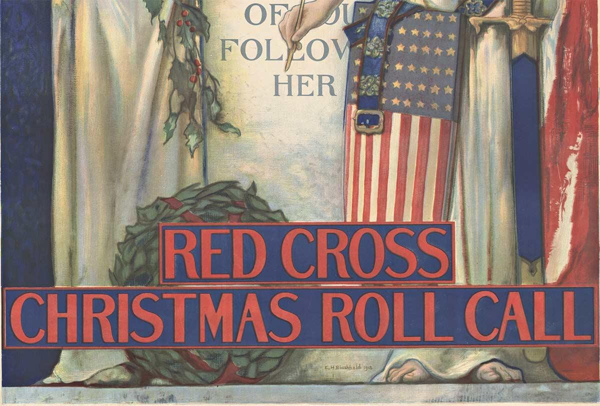 Red Cross Christmas Roll Call original World War 1 vintage poster - Print by Edwin Howland Blashfield