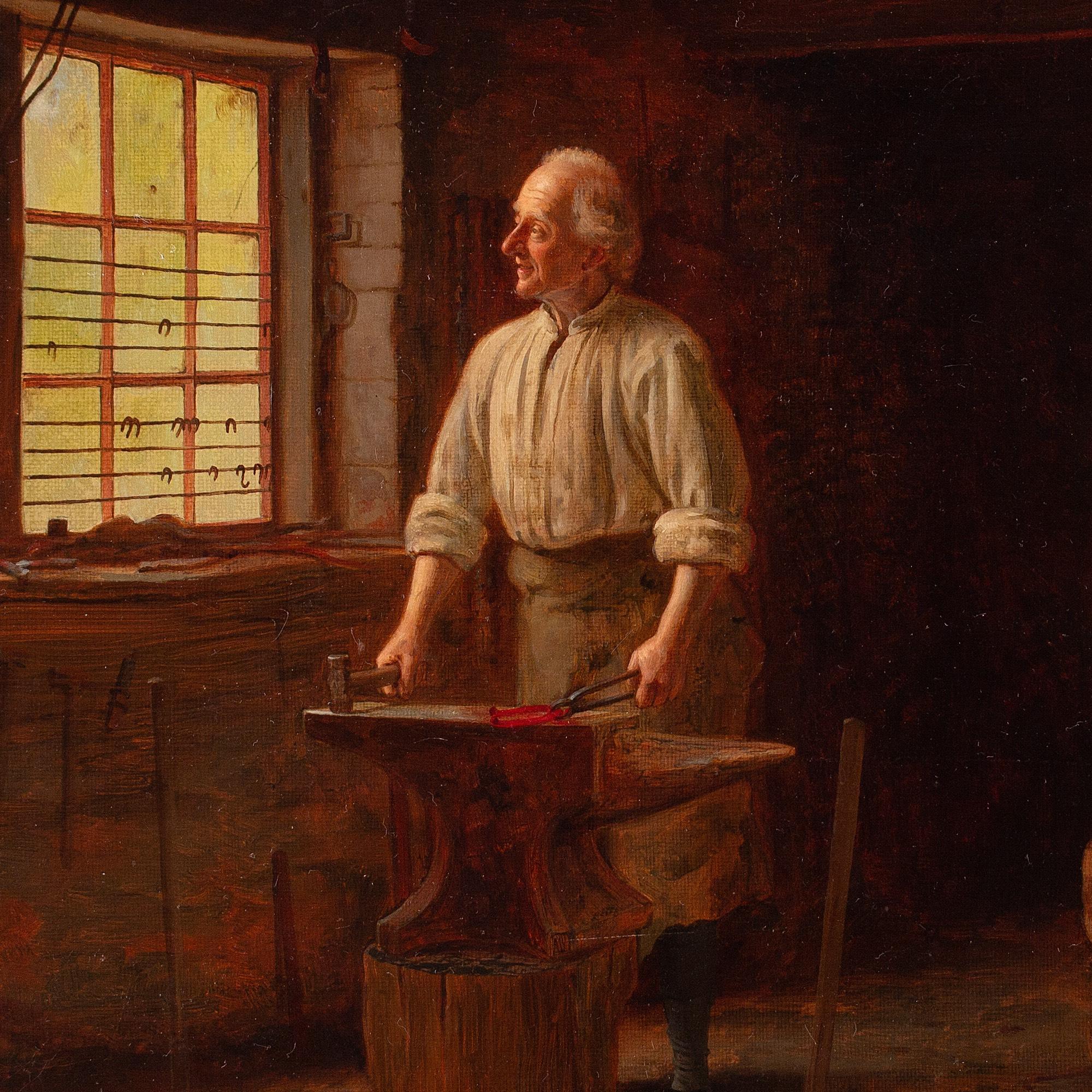 Edwin Hughes, The Blacksmith, Oil Painting  4