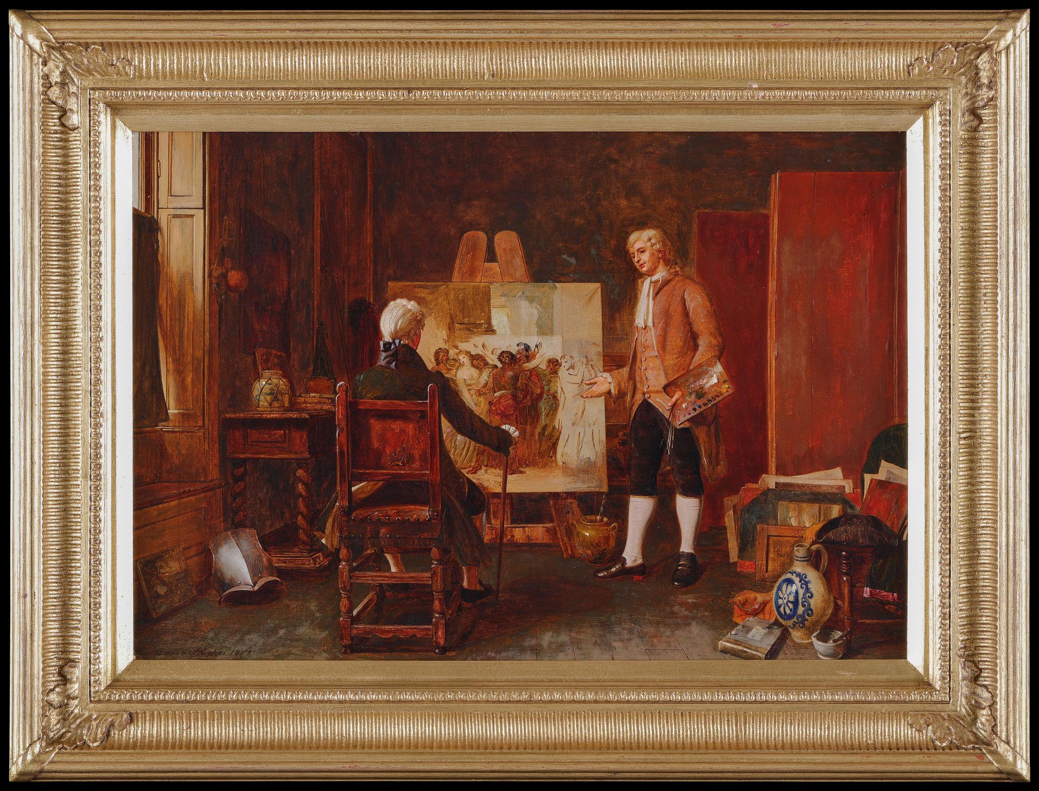 The Painter. 19th Century, framed oil on canvas by Edwin Hughes