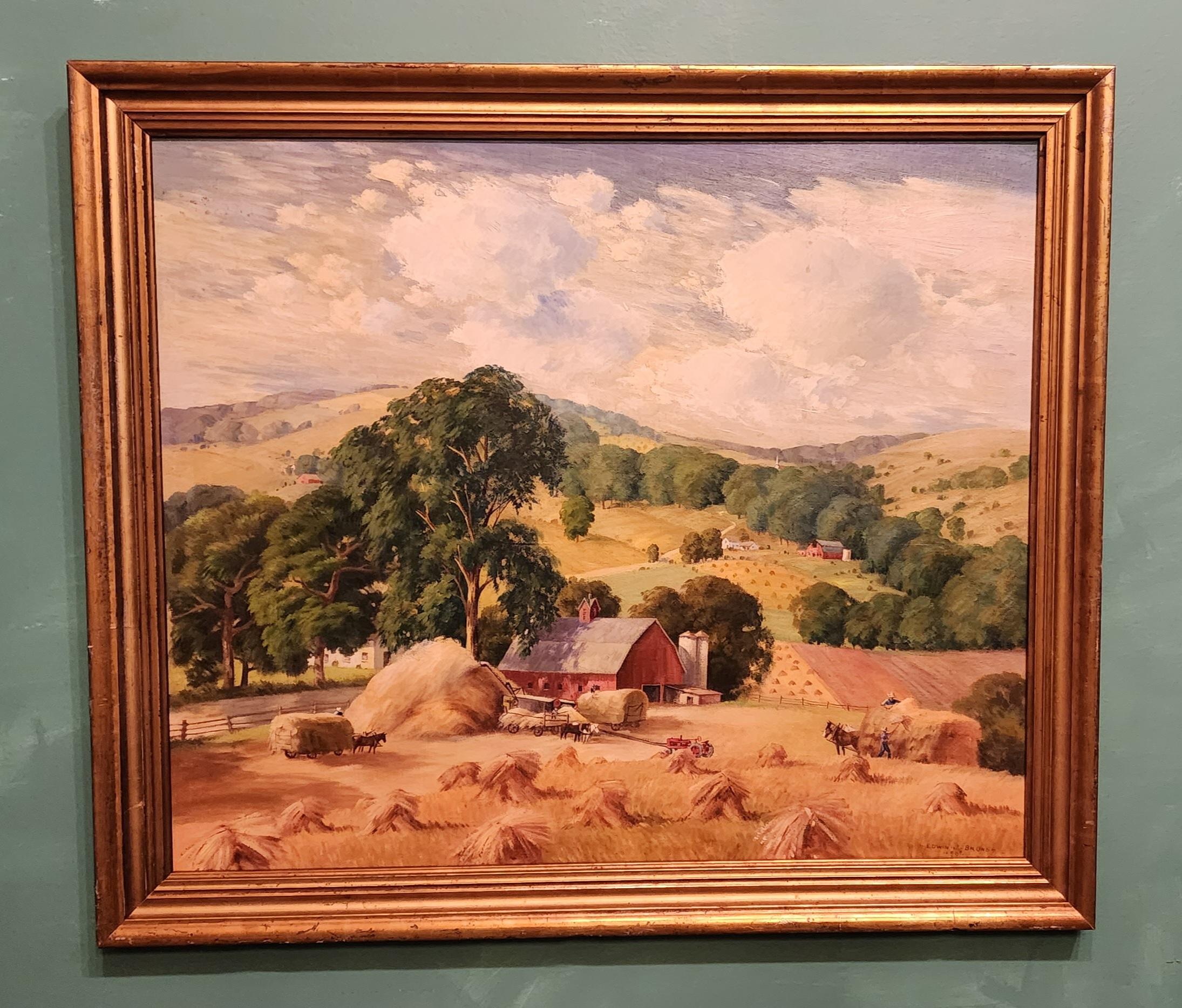 Harvesting, Cedar Rapids, Iowa  - Painting by Edwin John Bruns