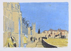 Lithographie de Christ Church Meadows, Oxford par Edwin La Dell