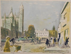 Edwin La Dell King's Parade Cambridge Signiert Lithographie Druck College Senate Ho.