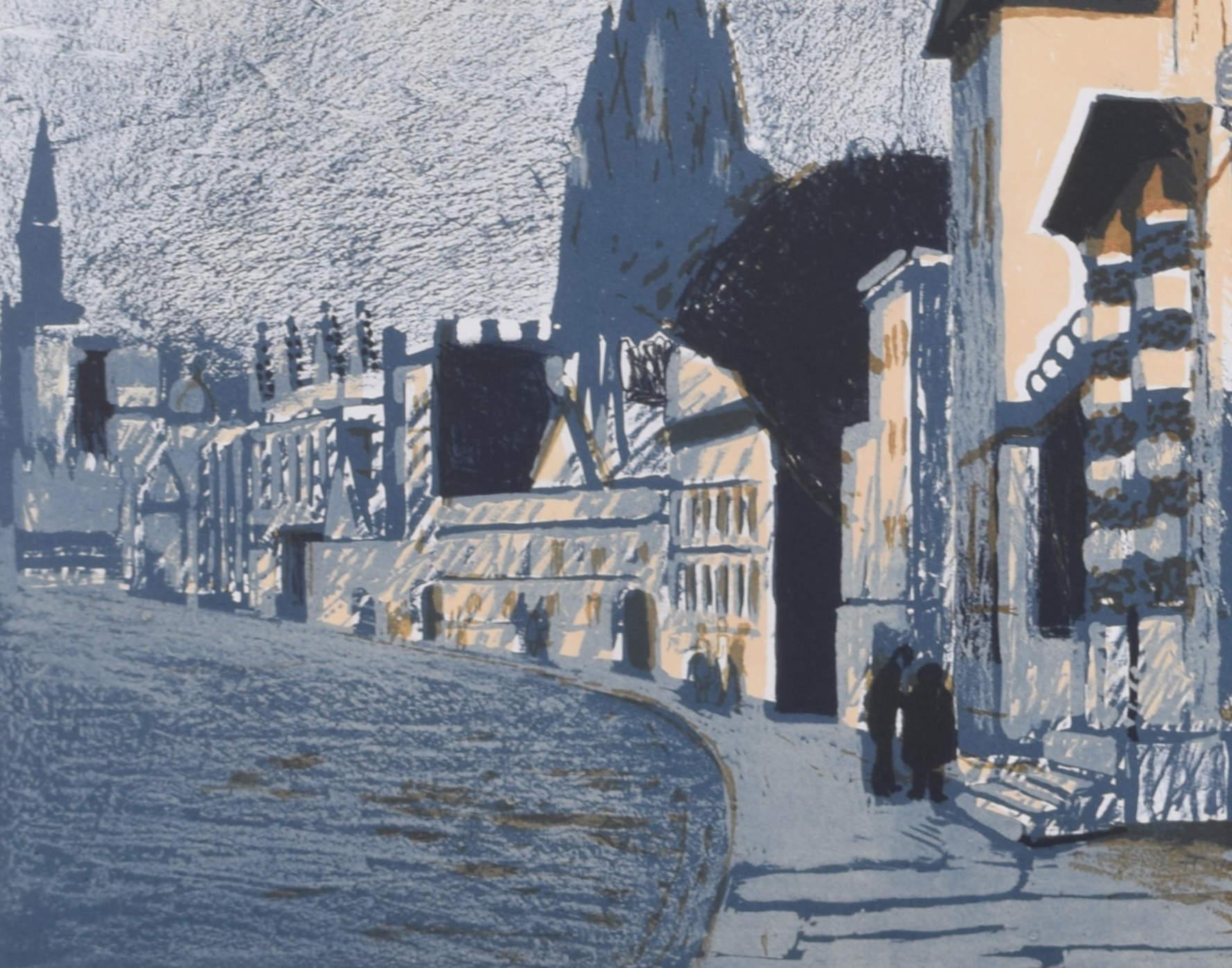 La calle Mayor de Oxford con el Queen's College litografía de Edwin La Dell en venta 4