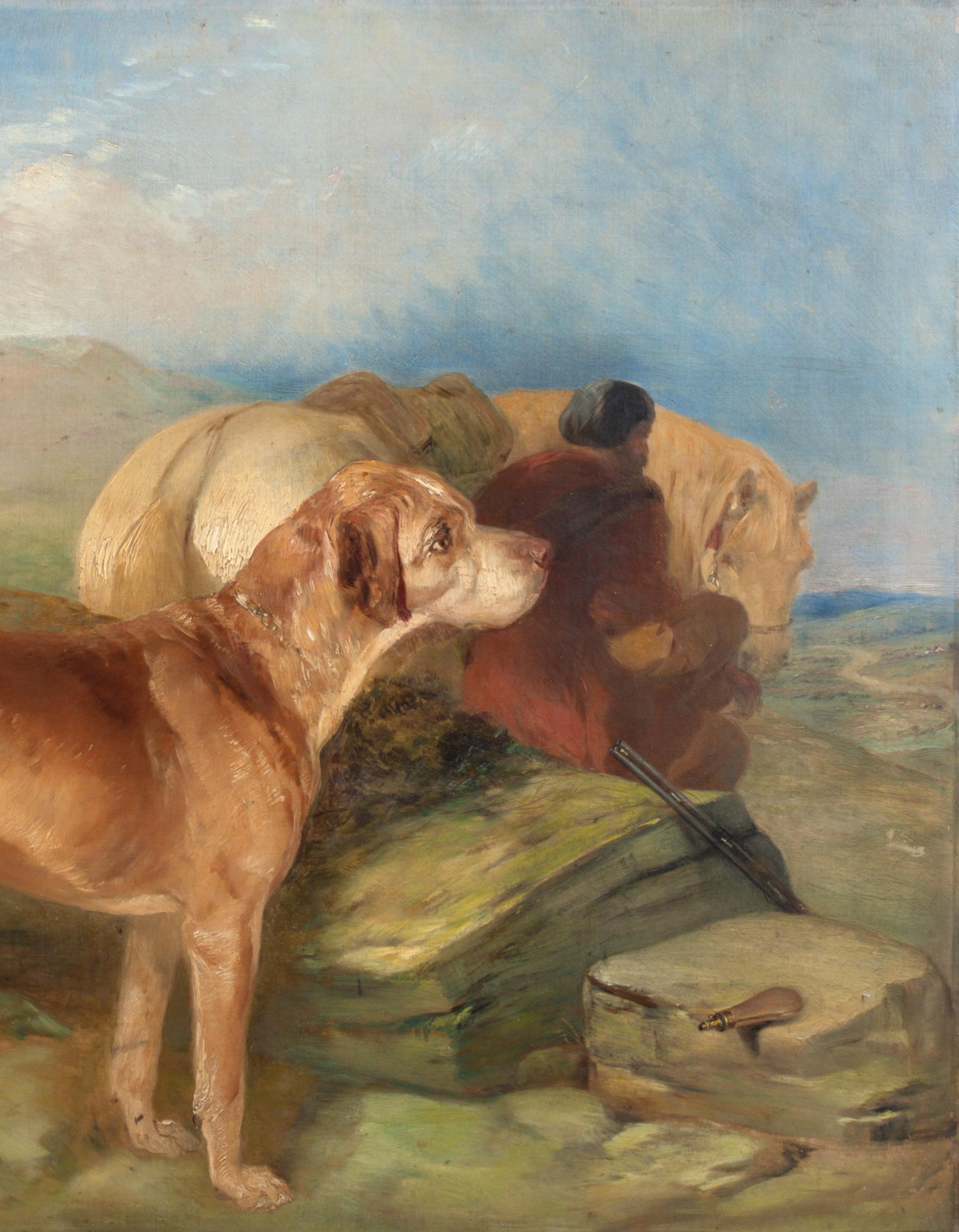 Cavallo e cane arabo che riposano, XIX secolo  Cerchio di Sir Edwin Henry Landseer in vendita 1