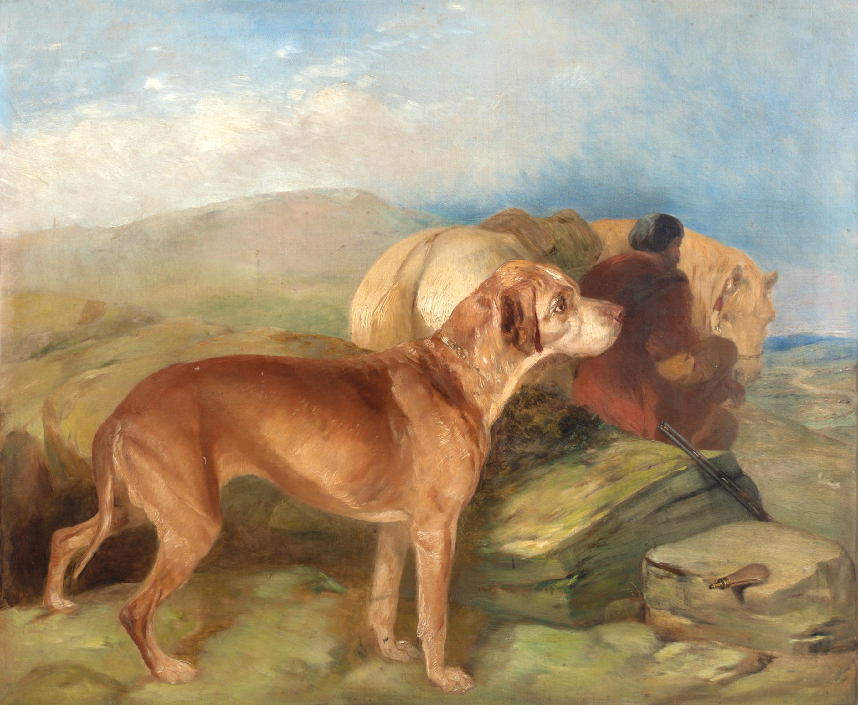 Sir Edwin Landseer Portrait Painting - Arabian Horse & Dog Resting, 19th Century  circle of SIR EDWIN HENRY LANDSEER 