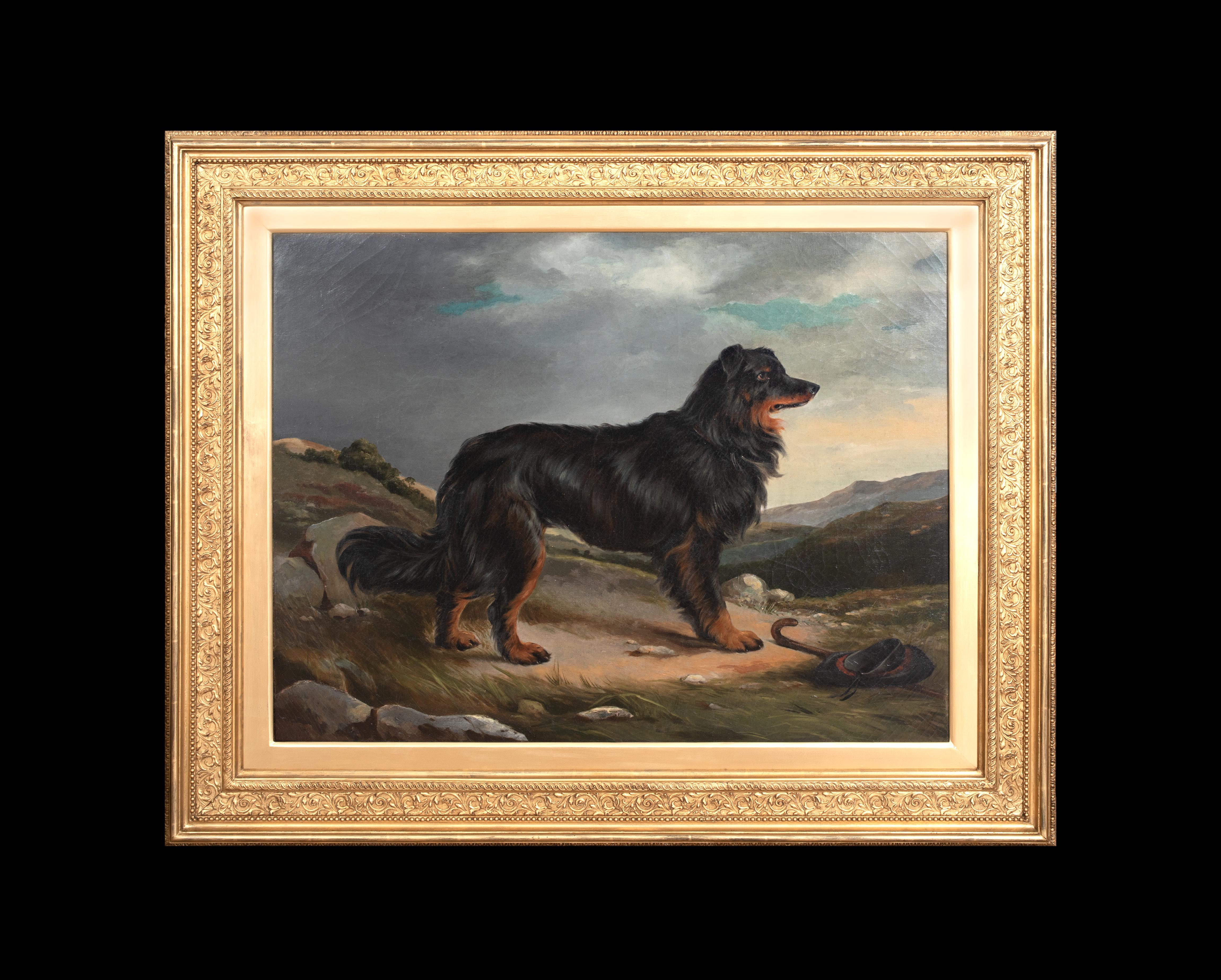 Black & Tan Border Collie In The Highlands, 19th Century  - Painting by Sir Edwin Landseer
