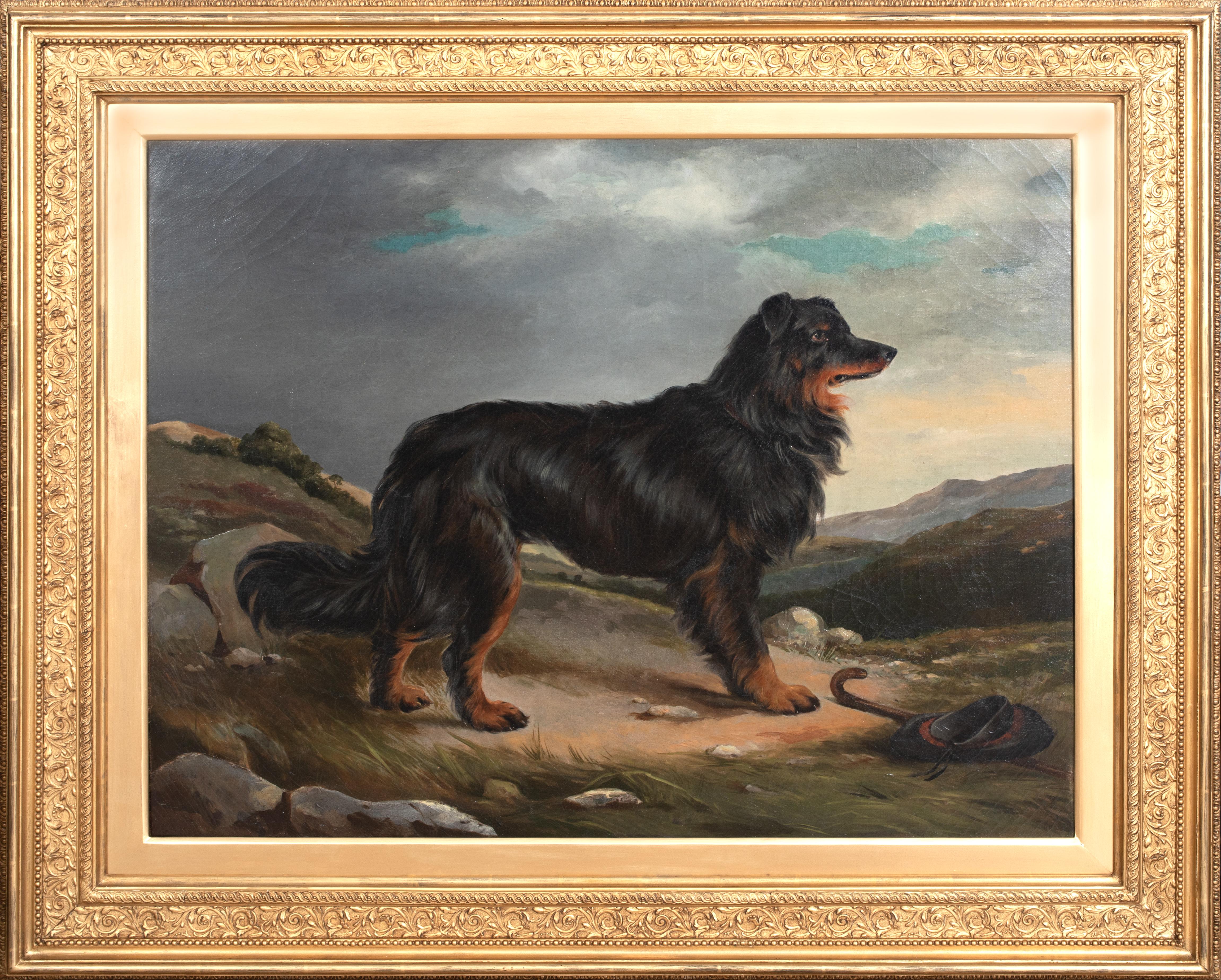 Sir Edwin Landseer Animal Painting - Black & Tan Border Collie In The Highlands, 19th Century 