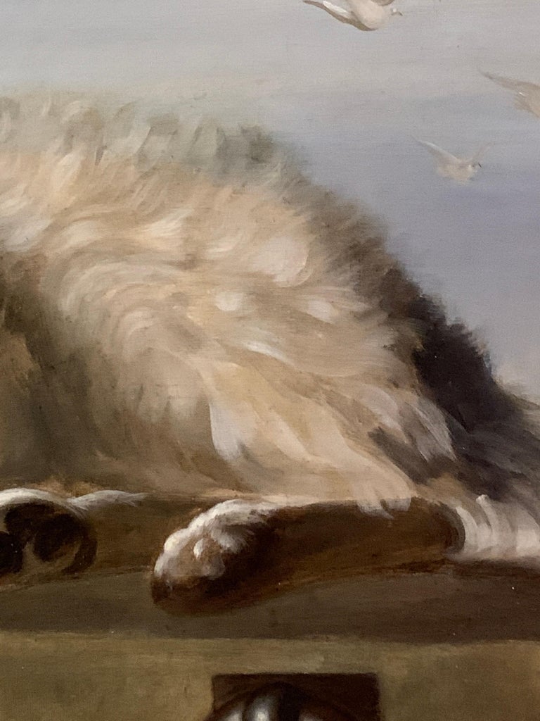 English 19th century, Portrait of a Newfoundland dog, seated - Brown Portrait Painting by Sir Edwin Landseer