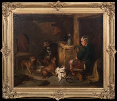 Interior Of A Highlander Playing The Bagpipes To His Dogs, 19th Century
