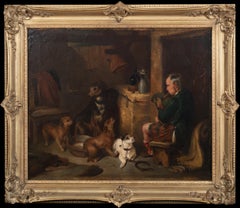 Interior Of A Highlander Playing The Bagpipes To His Dogs, 19th Century