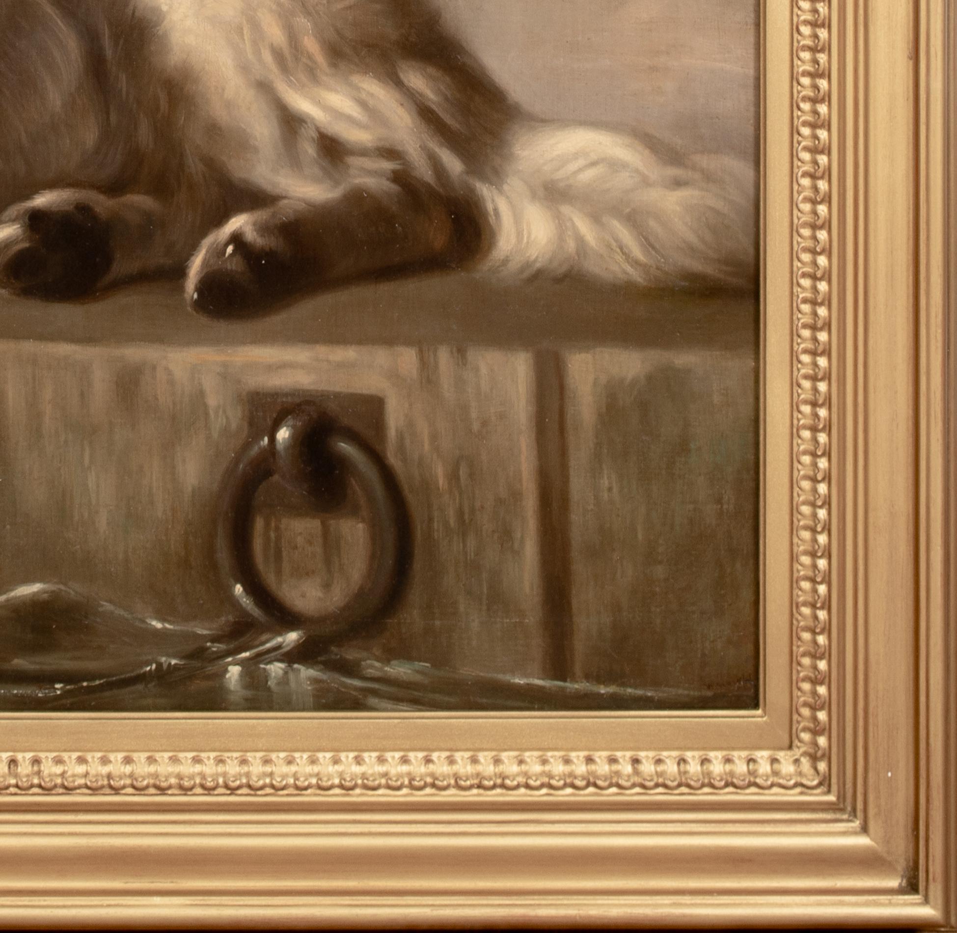 Portrait d'un chien de Terre-Neuve, 19e siècle

d'après Sir EDWIN HENRY LANDSEER (1802-1873)

Grand portrait anglais du 19e siècle d'un chien de Terre-Neuve, huile sur carton. Excellente qualité et condition circa 1870 étude de la grande race de