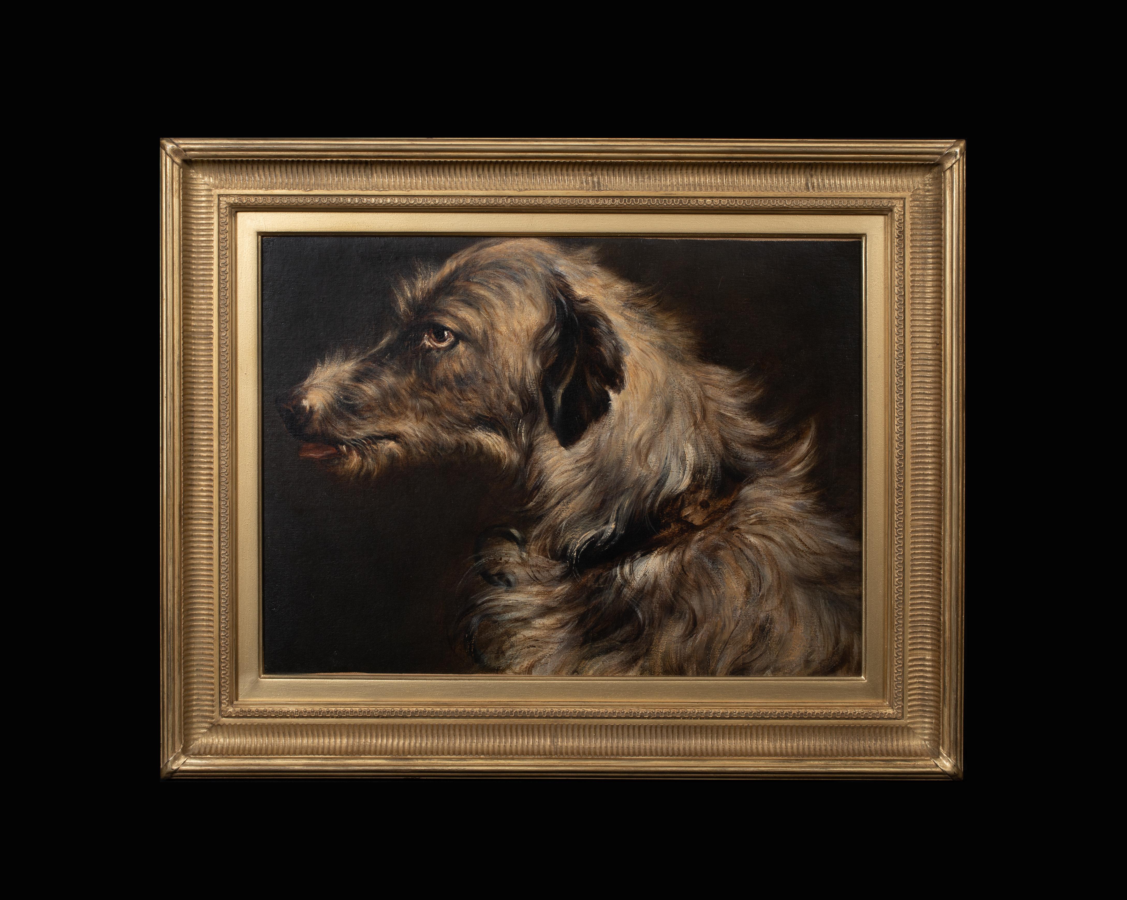 Portrait of An Irish Wolfhound, 19th century - Painting by Sir Edwin Landseer
