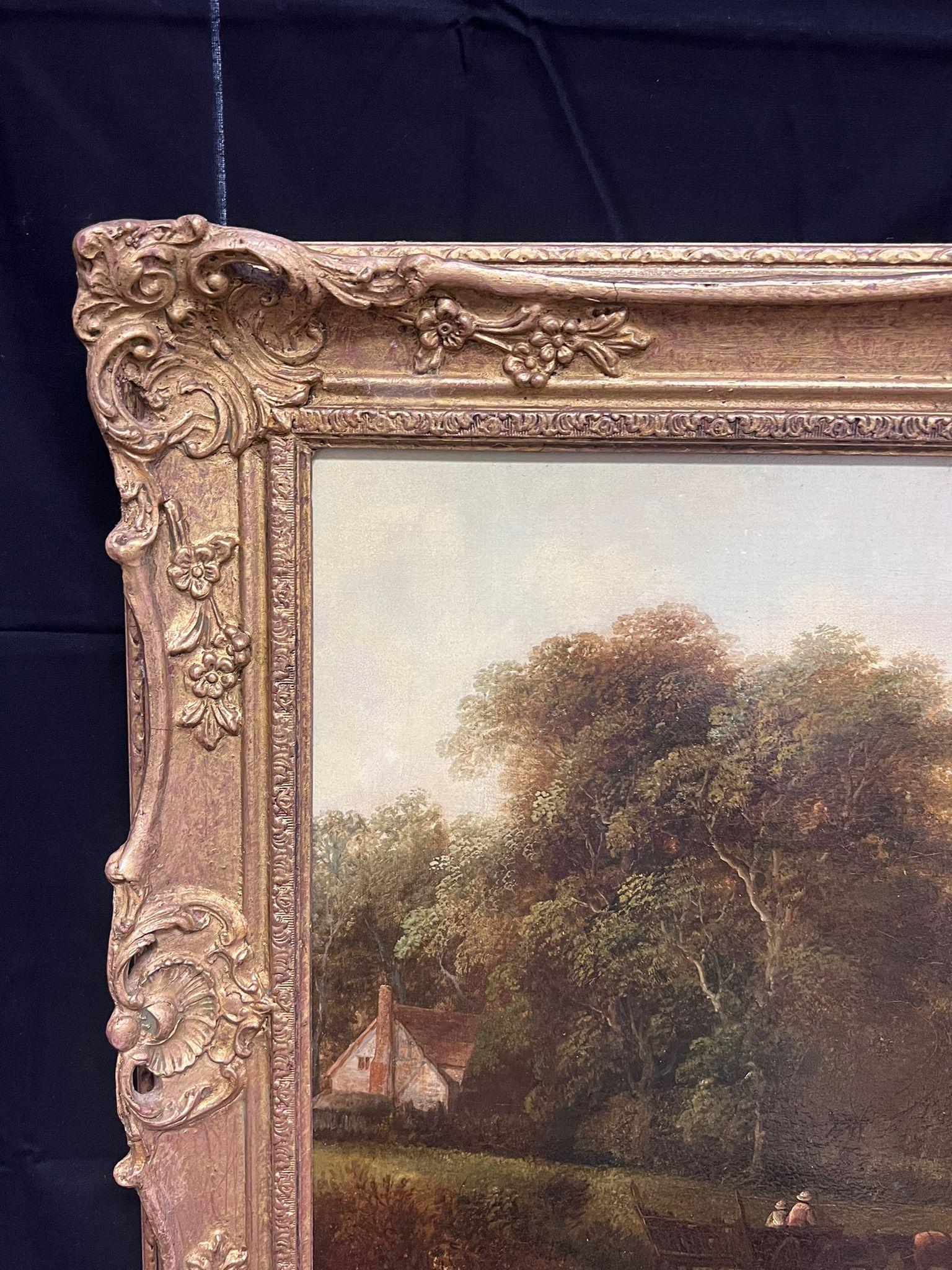 The Country Lane
by Edwin L. Meadows (British, flourished 1854-1872) * see notes below
signed oil on canvas, framed
framed: 22.5 x 30 inches
canvas: 17.5 x 26 inches
provenance: private collection, East Anglia, England
condition: very good and sound