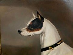 19th century English Antique Portrait of a Jack Russell Terrier in oils