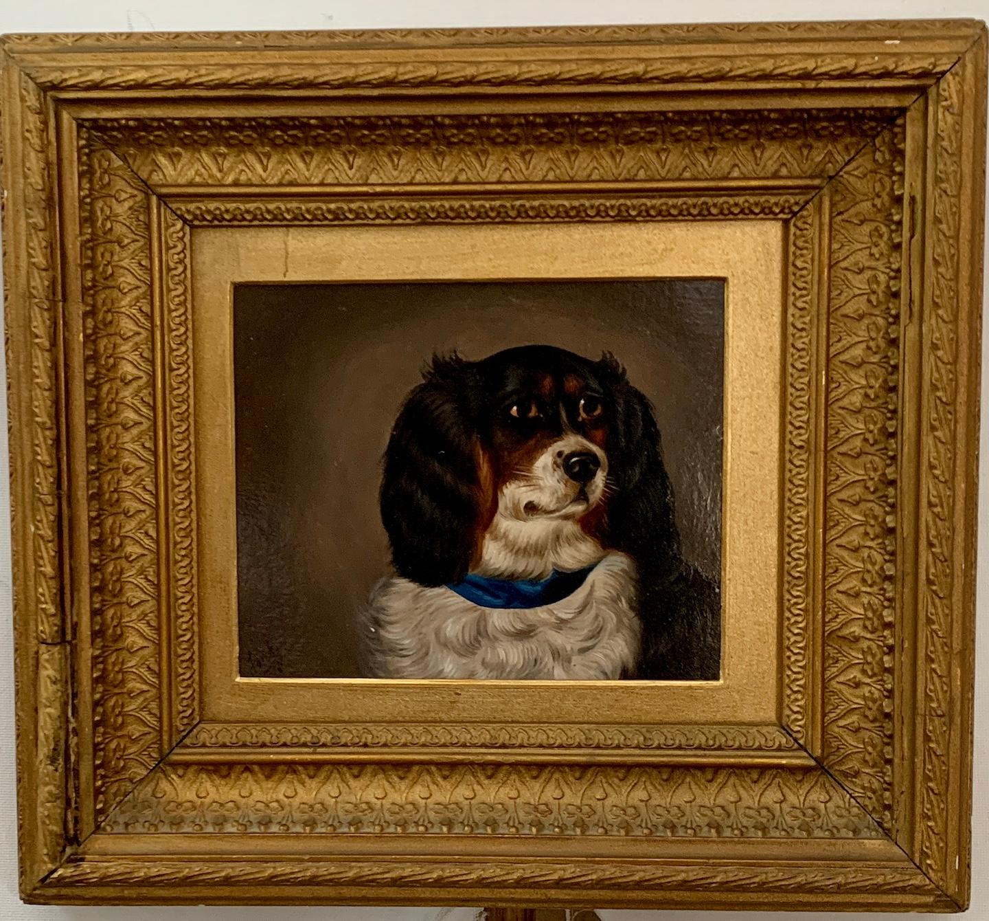 Edwin Loder Figurative Painting - 19th century English Antique Portrait of a King Charles Cavalier dog spaniel