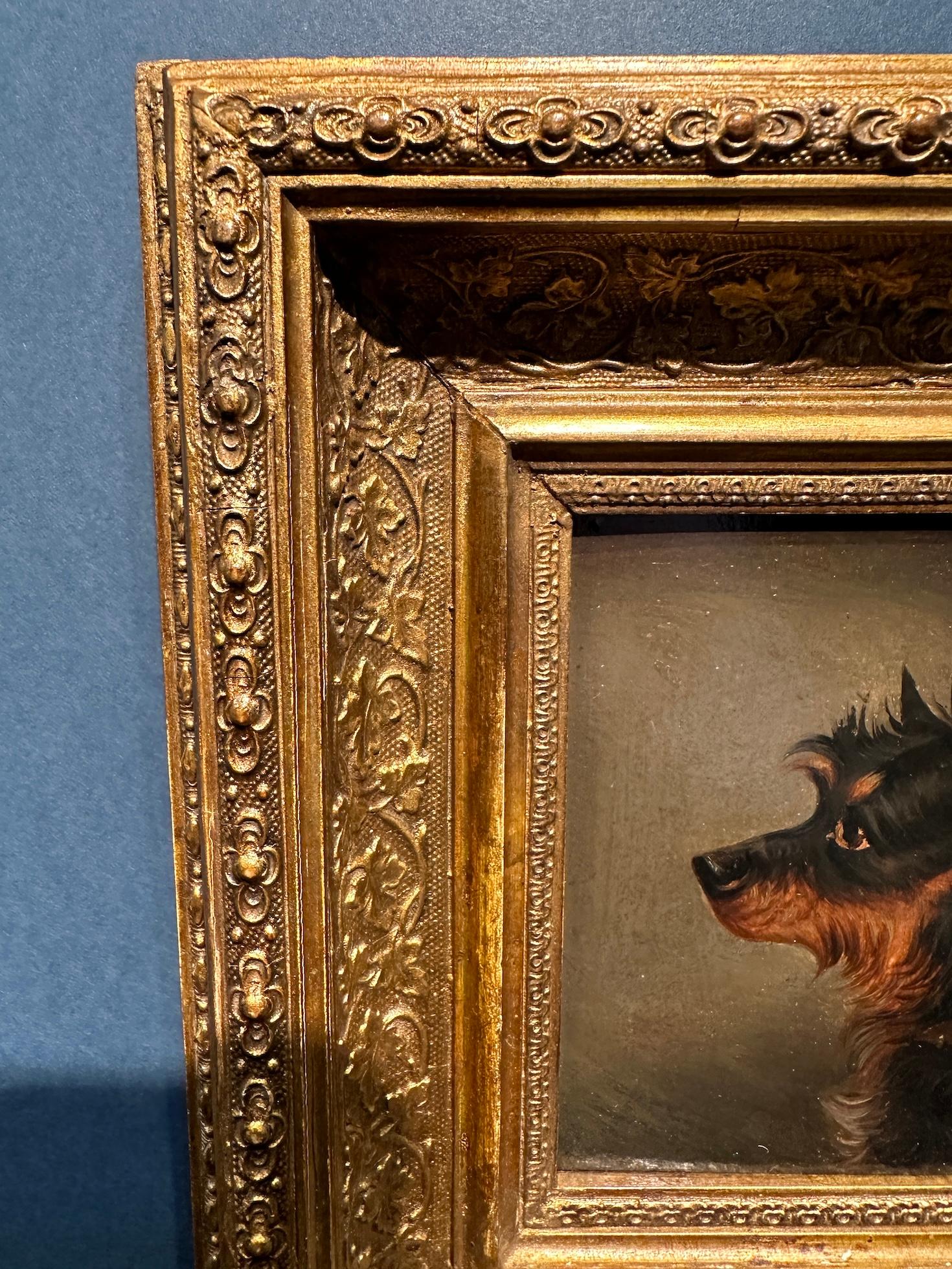 Portrait anglais ancien d'un terrier ou d'un chien jouet du 19ème siècle - Painting de Edwin Loder