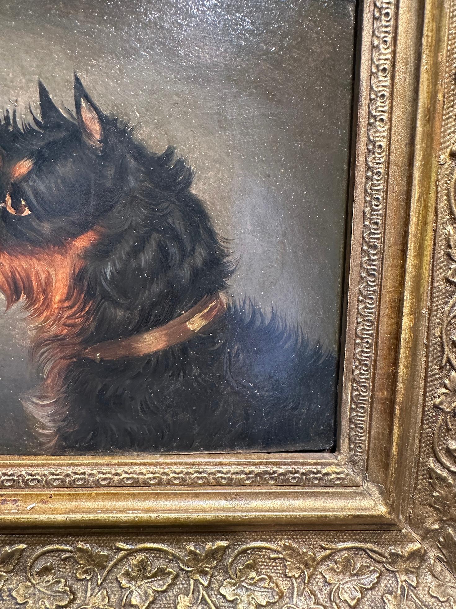 Portrait anglais ancien d'un terrier ou d'un chien jouet du 19ème siècle - Marron Figurative Painting par Edwin Loder