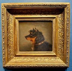 Portrait anglais ancien d'un terrier ou d'un chien jouet du 19ème siècle